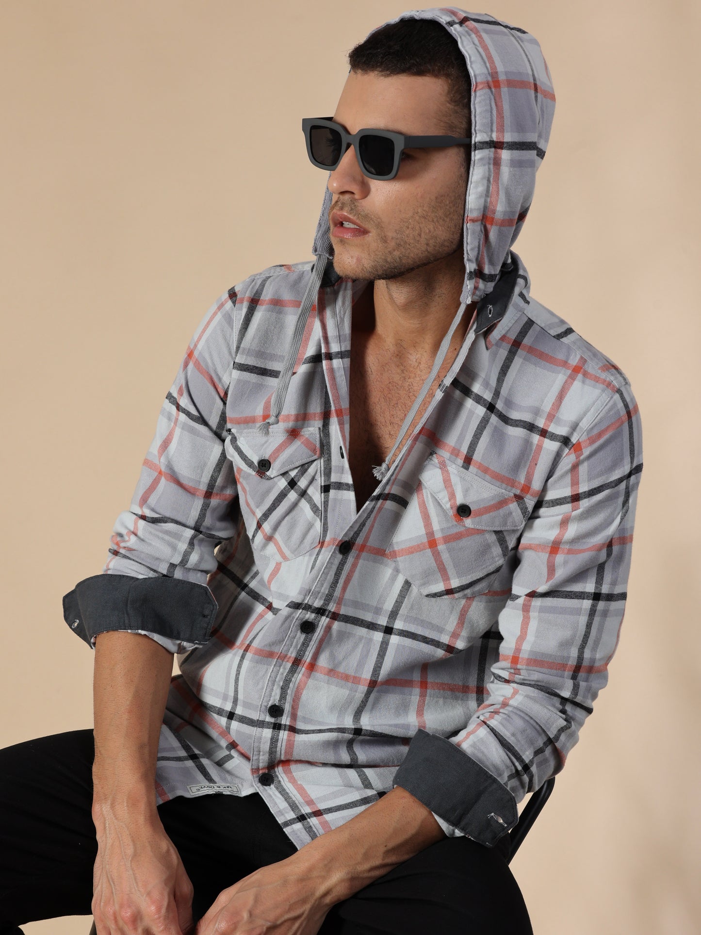 Freetown Grey Orange Check Shirt