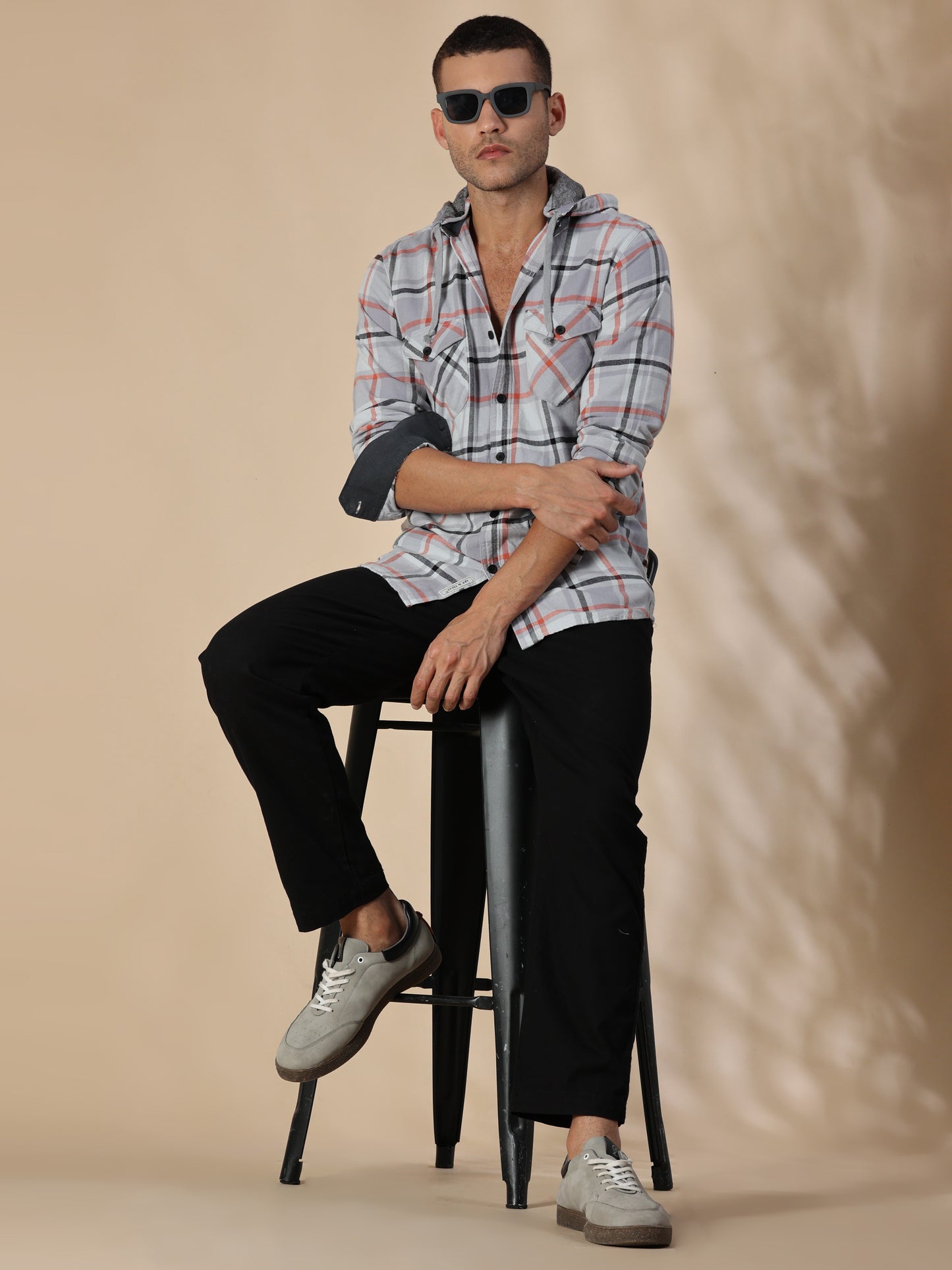 Freetown Grey Orange Check Shirt