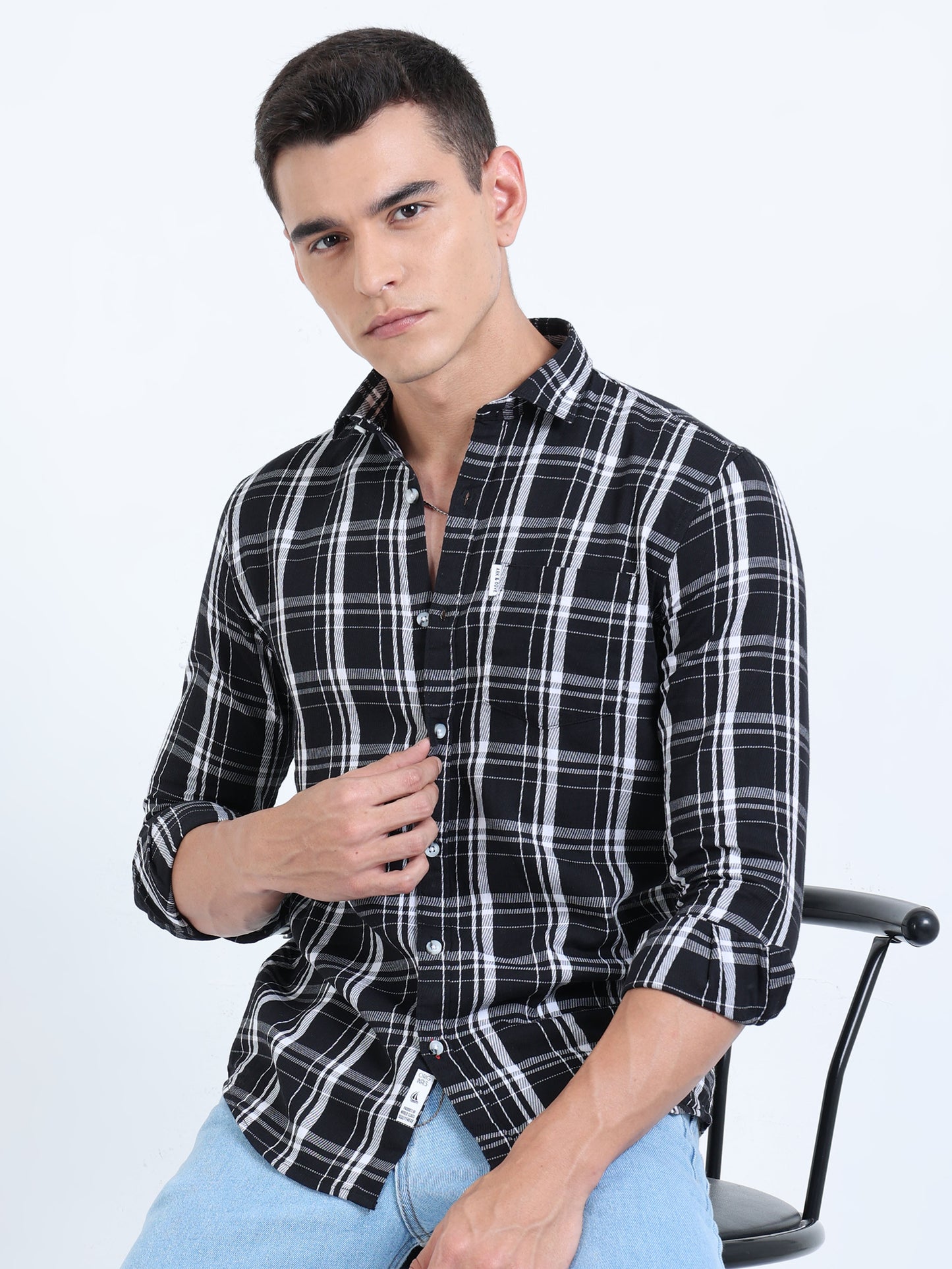 Kobe Black and White Checks Shirt