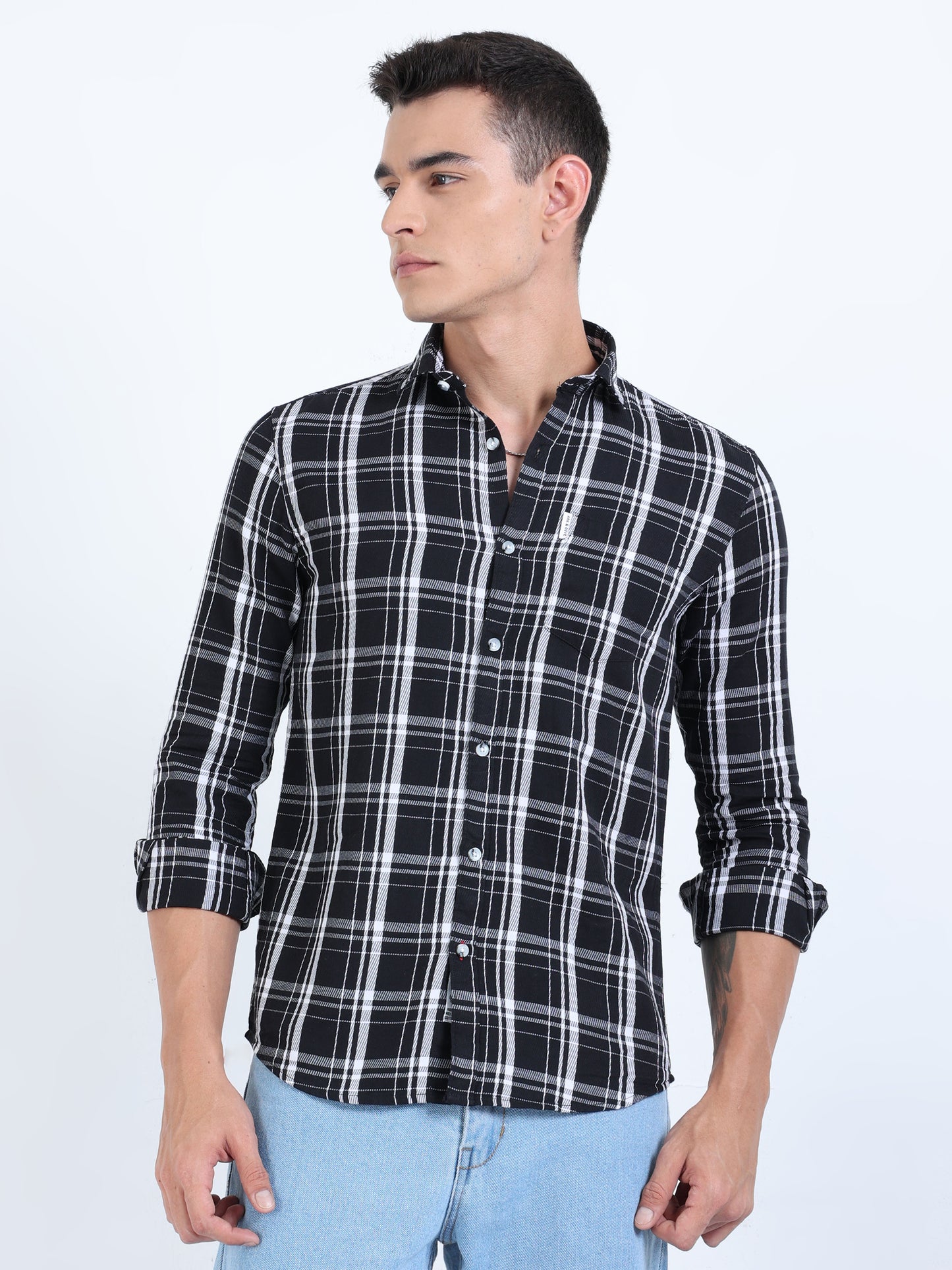 Kobe Black and White Checks Shirt