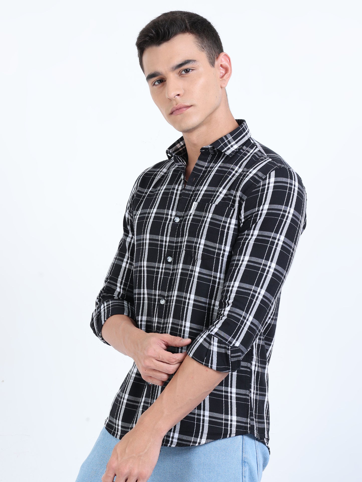 Kobe Black and White Checks Shirt