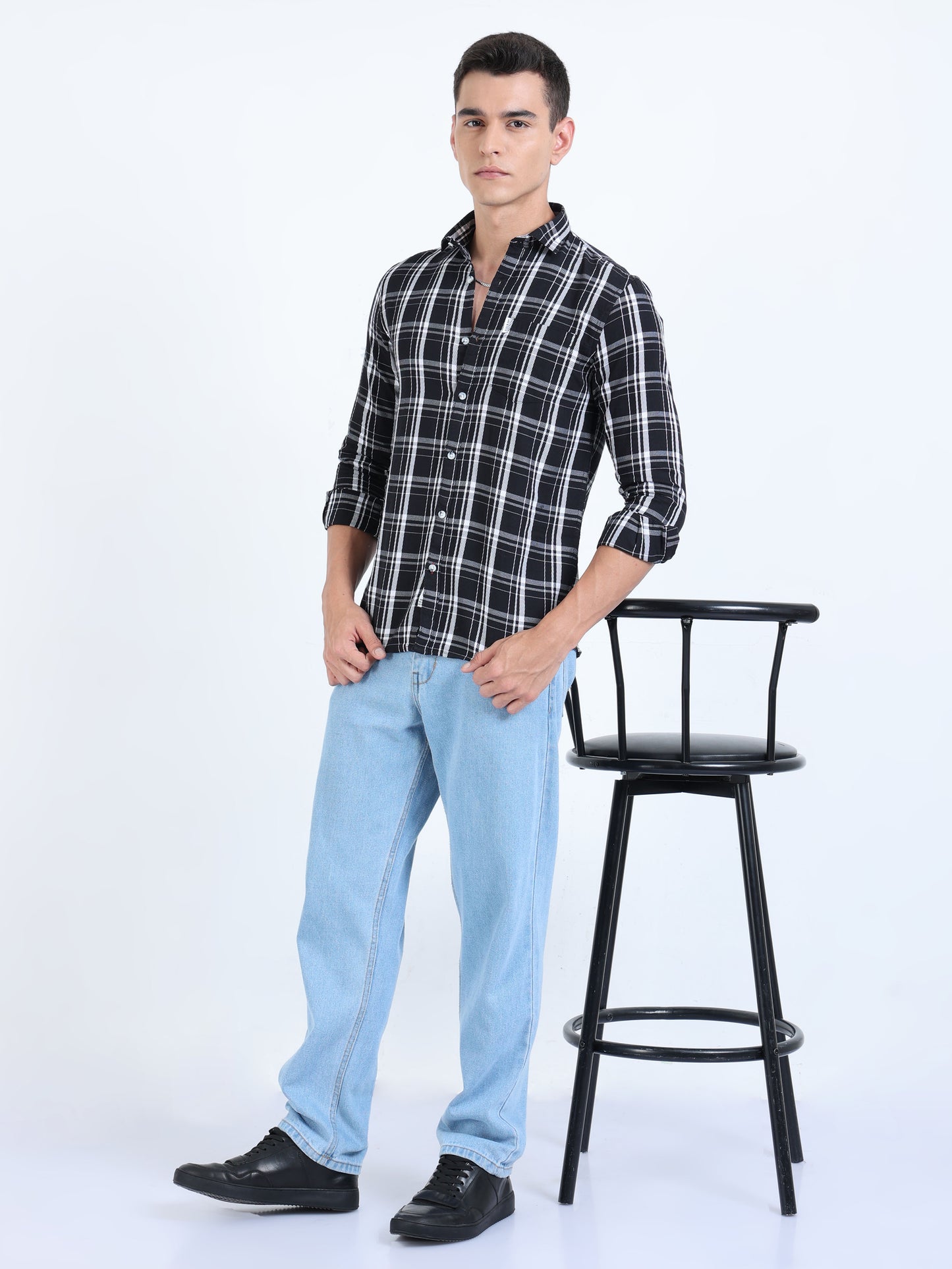 Kobe Black and White Checks Shirt
