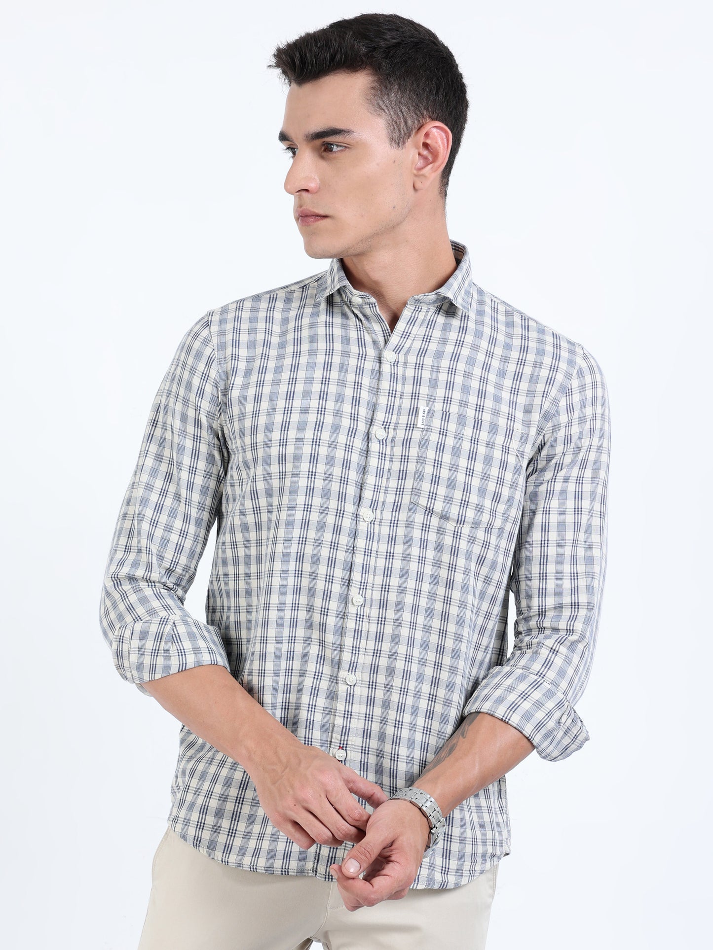 Kobe White and Blue check Shirt