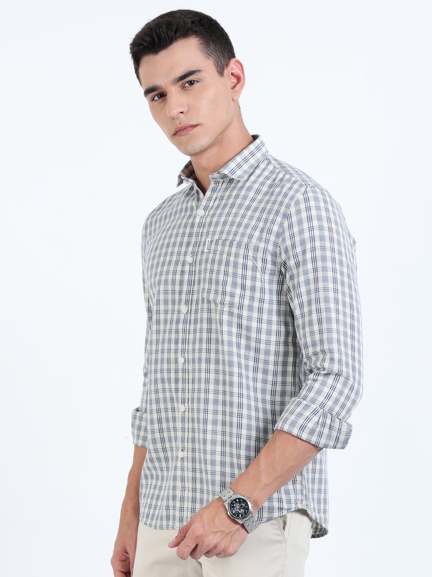 Kobe White and Blue check Shirt