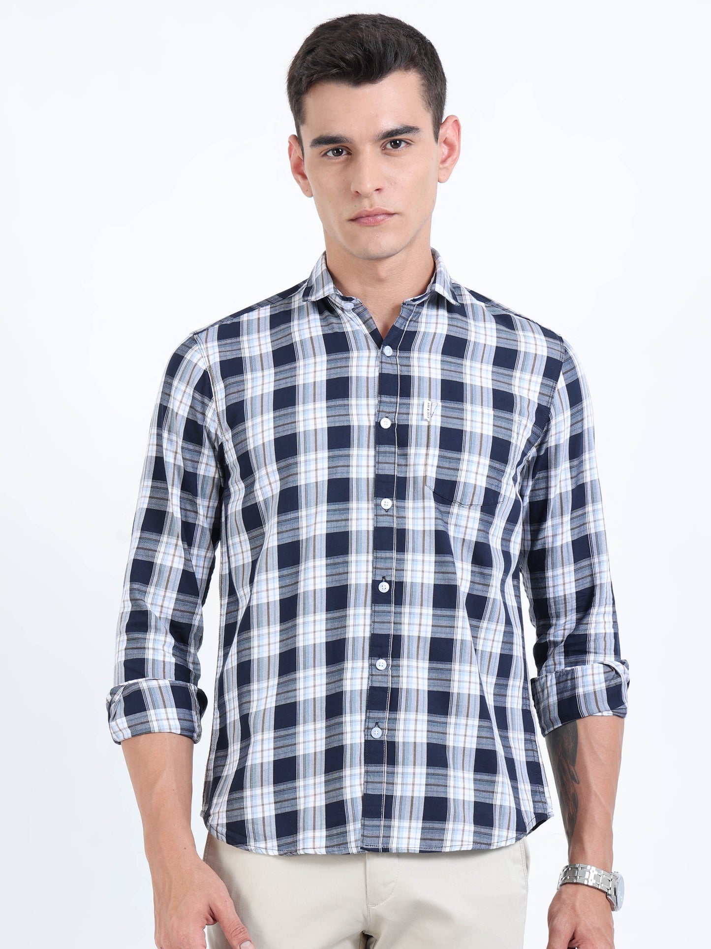Kobe Dark Grey Blue Check Shirt