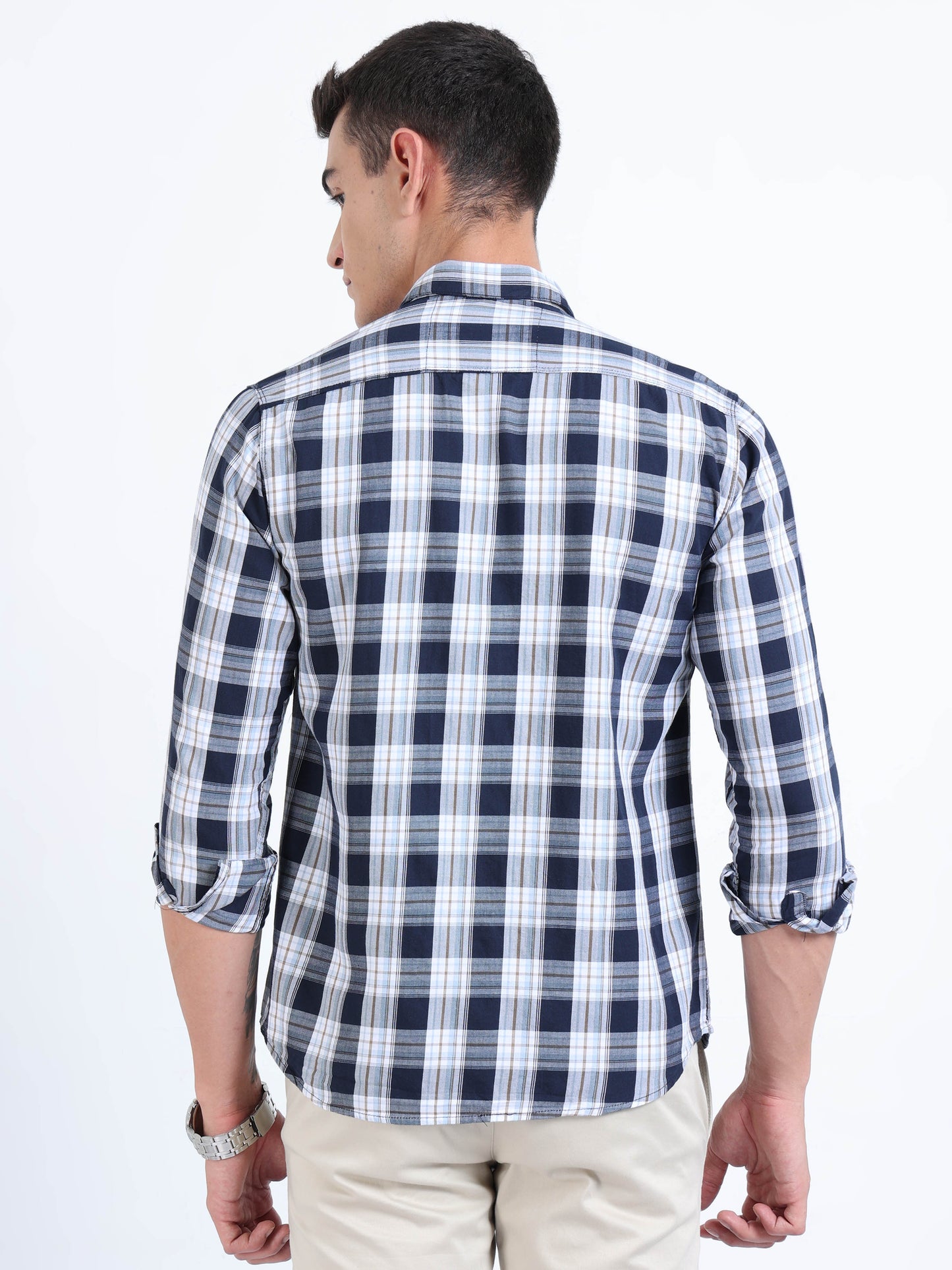 Kobe Dark Grey Blue Check Shirt