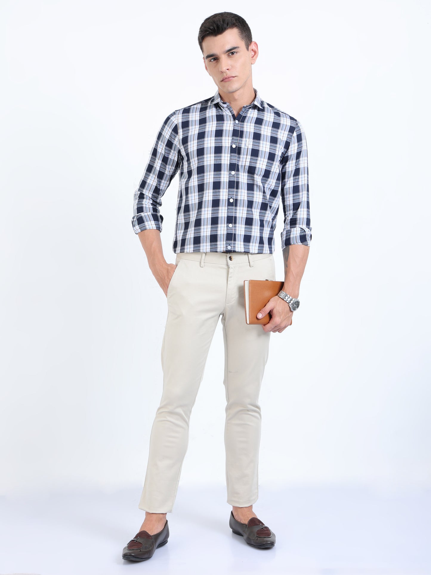 Kobe Dark Grey Blue Check Shirt