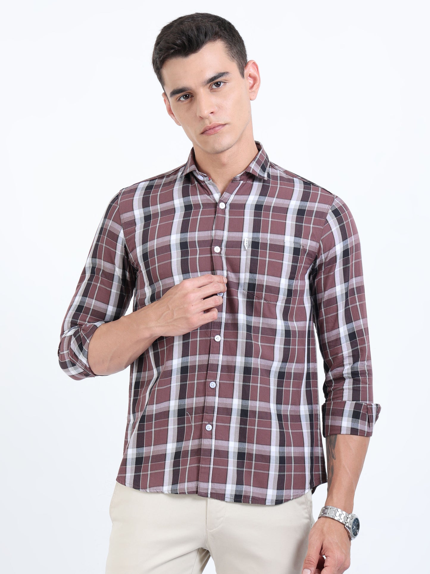 Kobe Rose Taupe Check Shirt