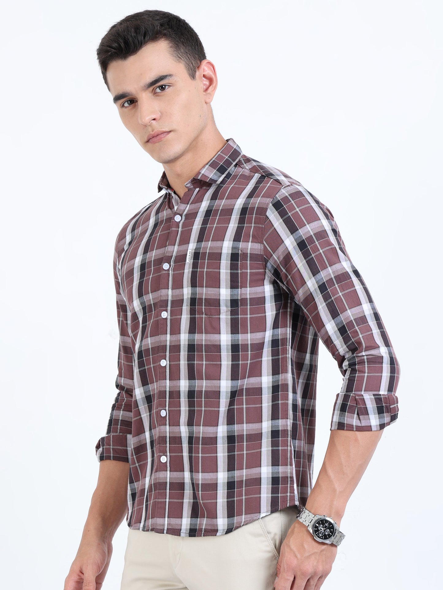 Kobe Rose Taupe Check Shirt