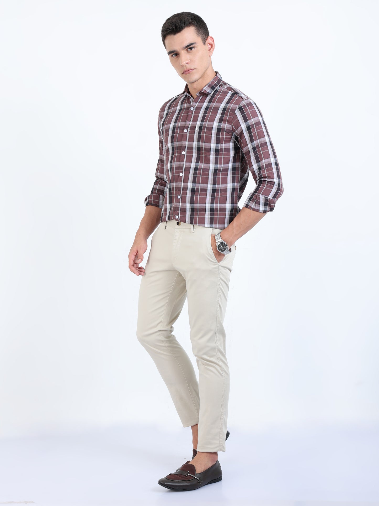 Kobe Rose Taupe Check Shirt