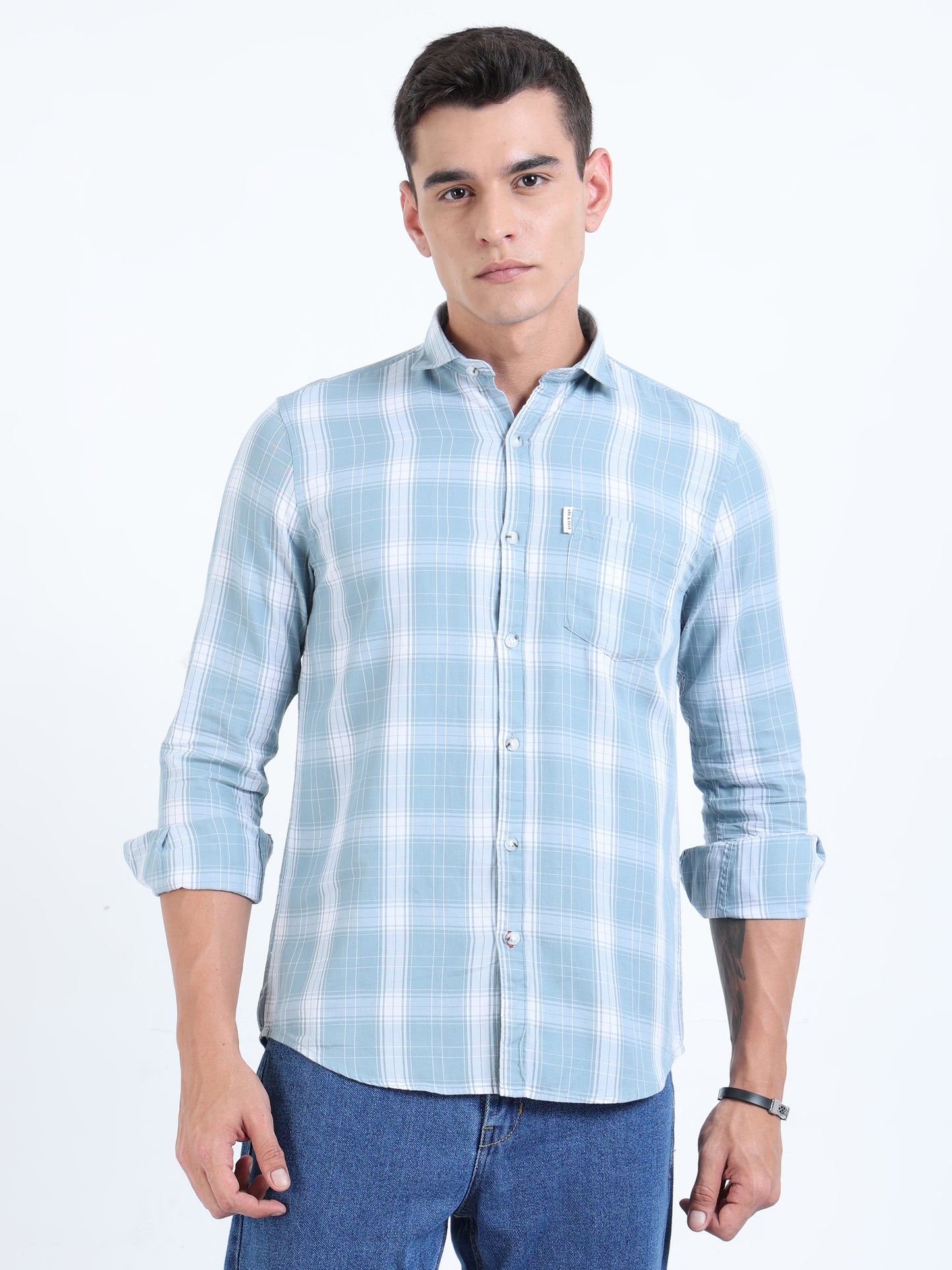 Kobe Sky Blue Checks Shirt