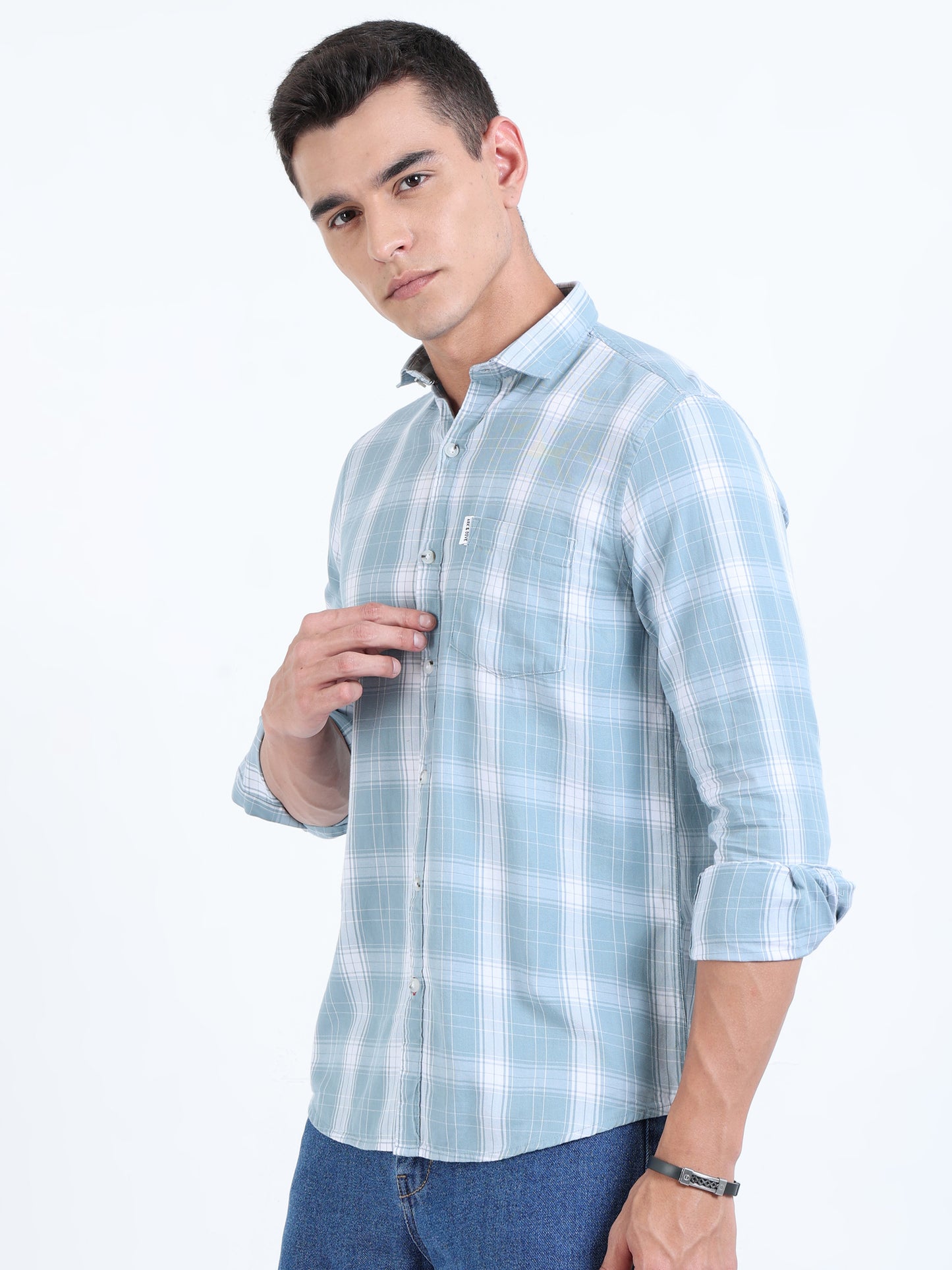 Kobe Sky Blue Checks Shirt