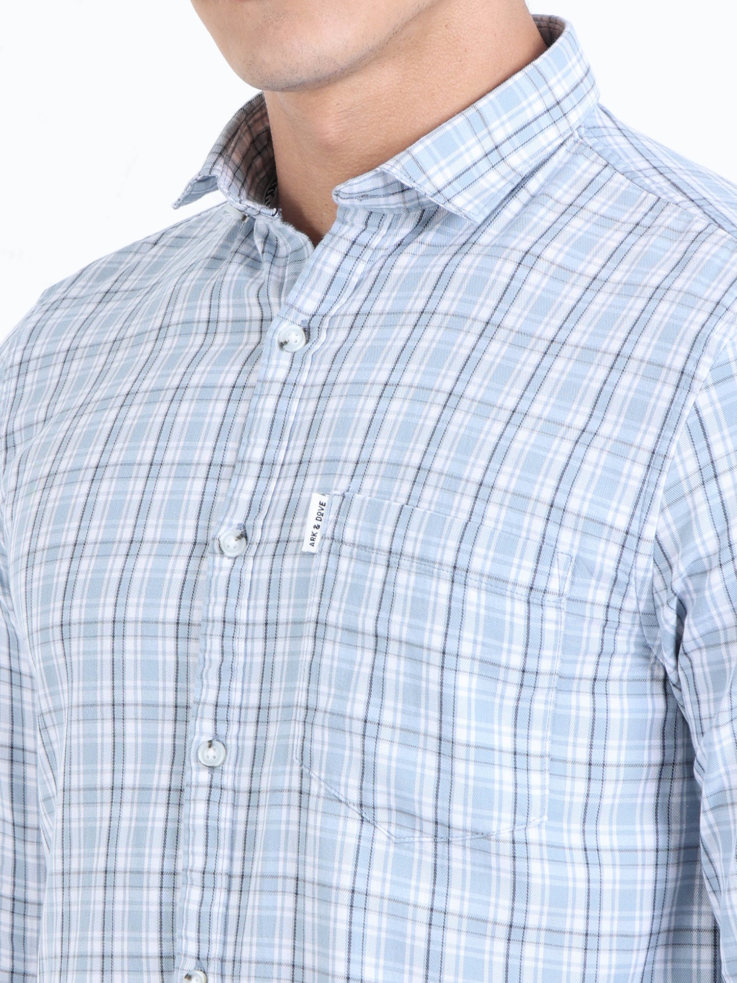 Kobe White & Ciyan Blue Check Shirt