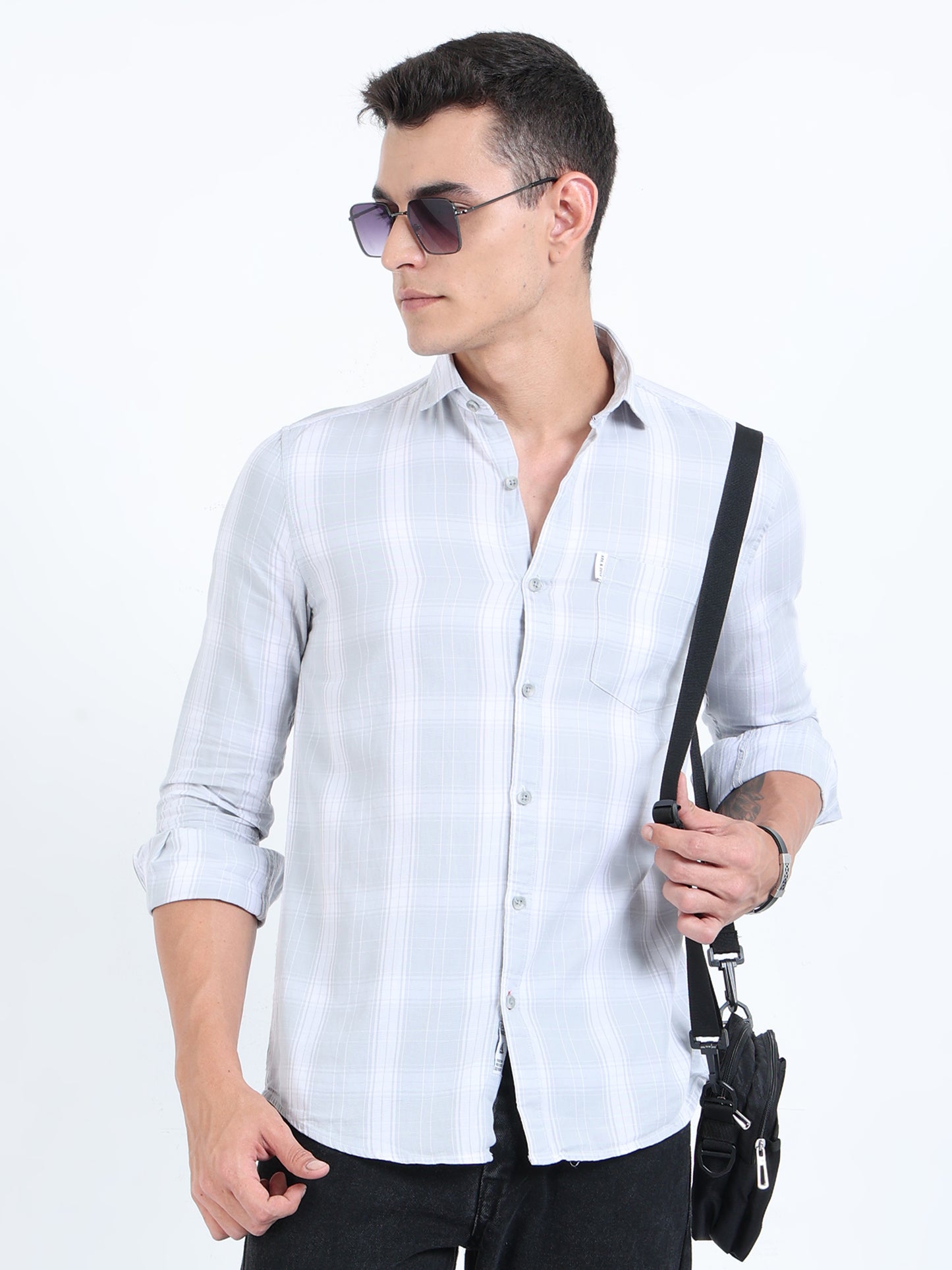Kobe Pale Blue Lily Check Shirt