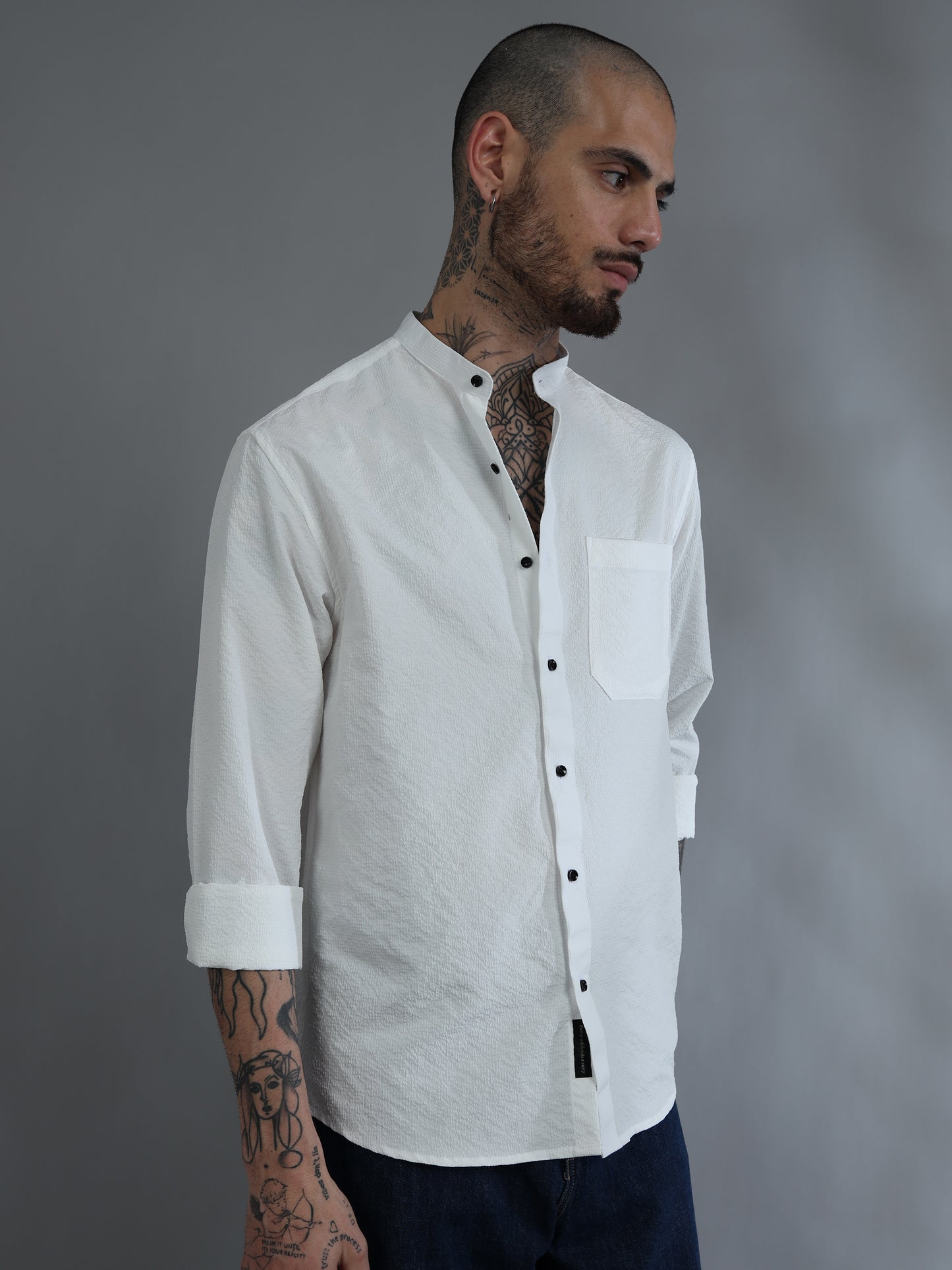 Muscovite White Solid Shirt