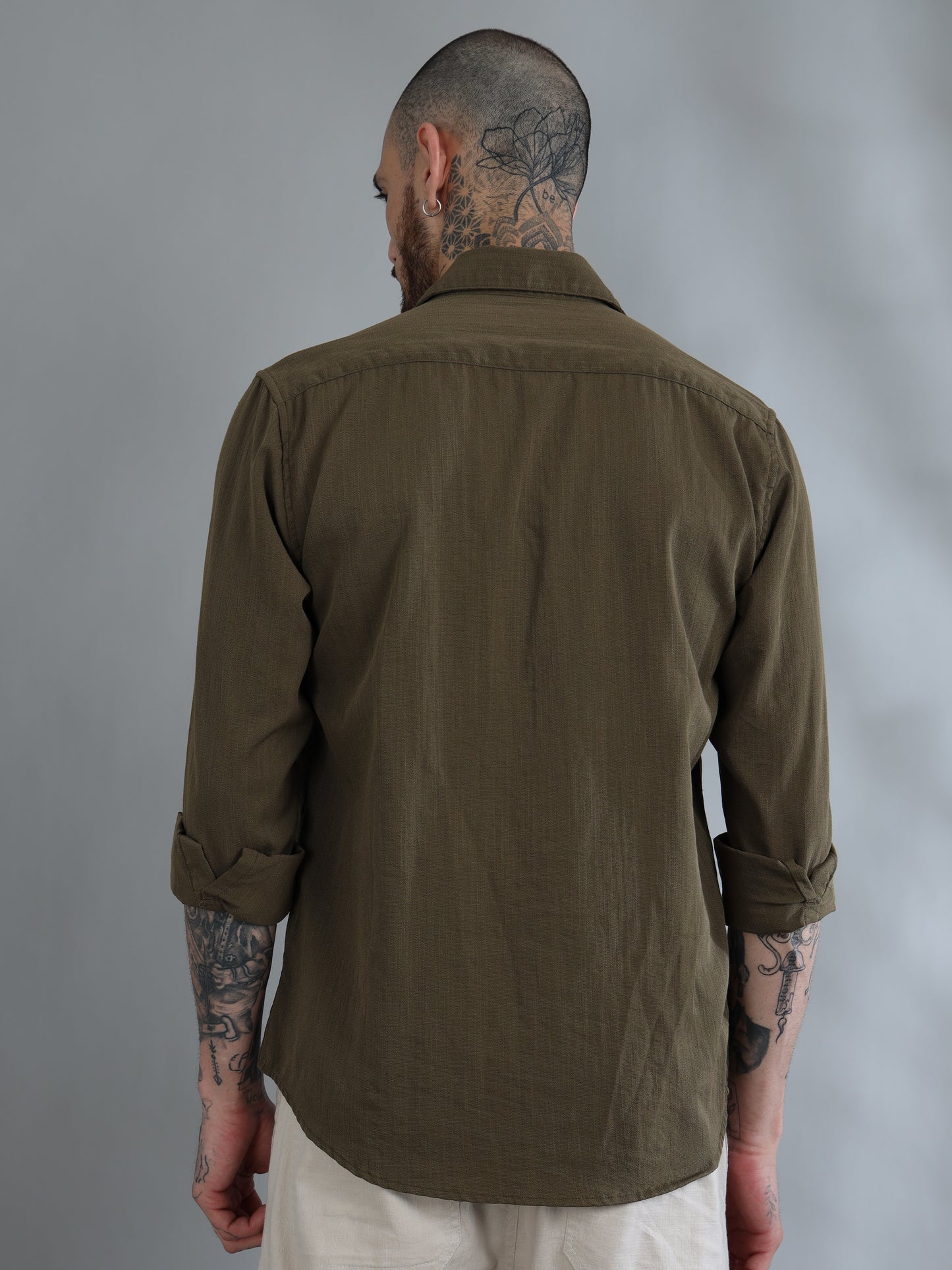 Miami Olive Green Solid Shirt