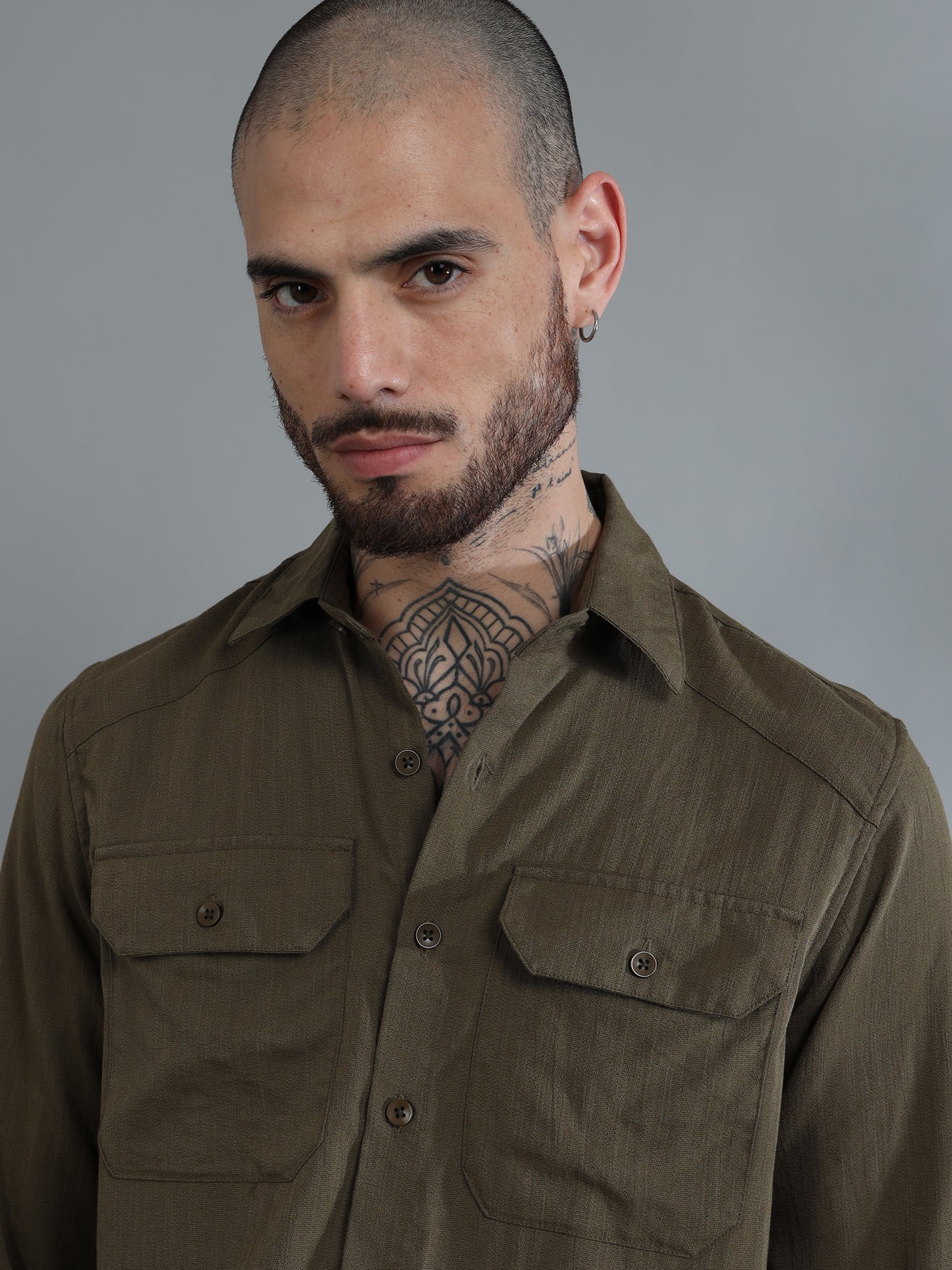 Miami Olive Green Solid Shirt