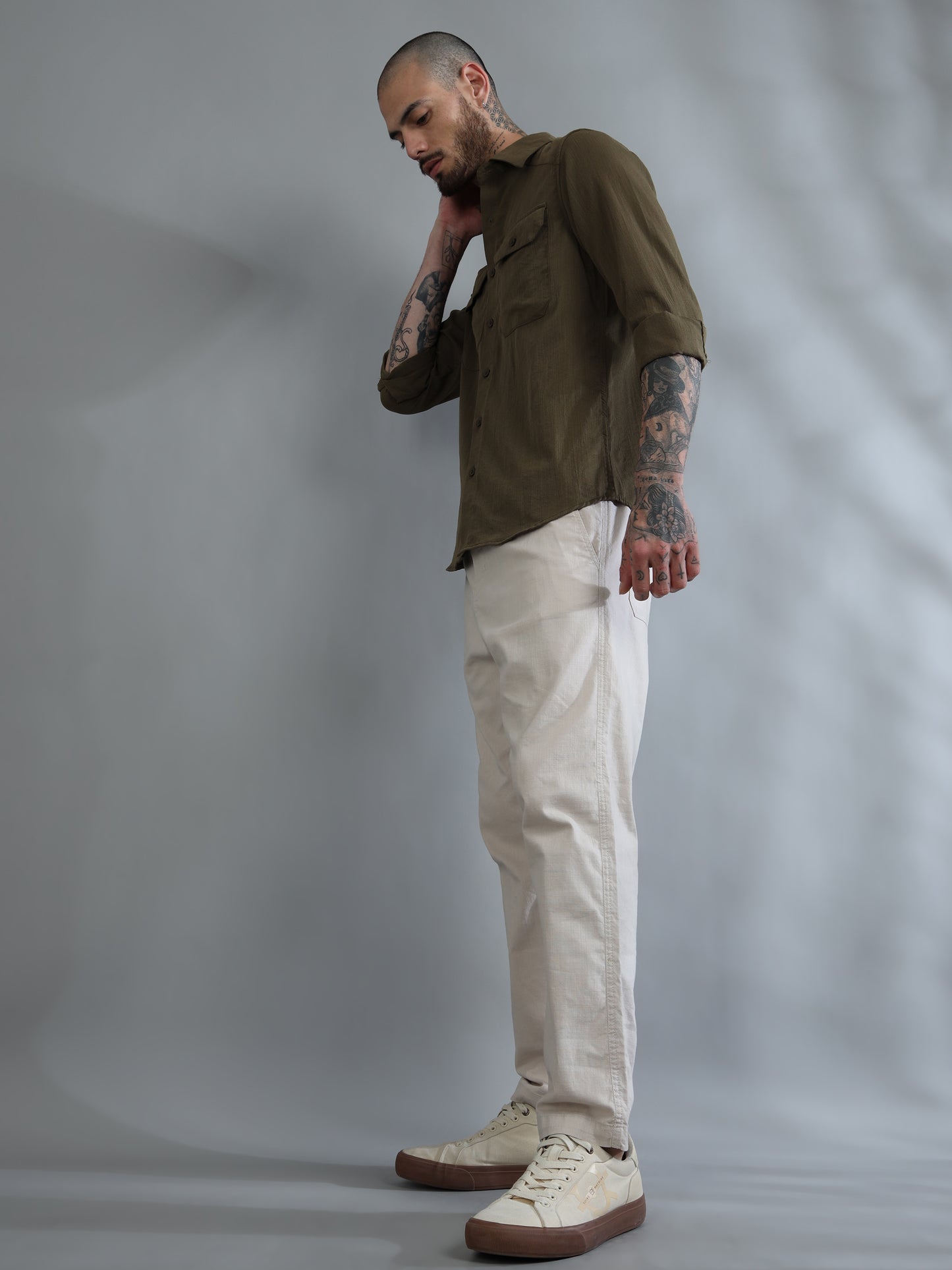 Miami Olive Green Solid Shirt