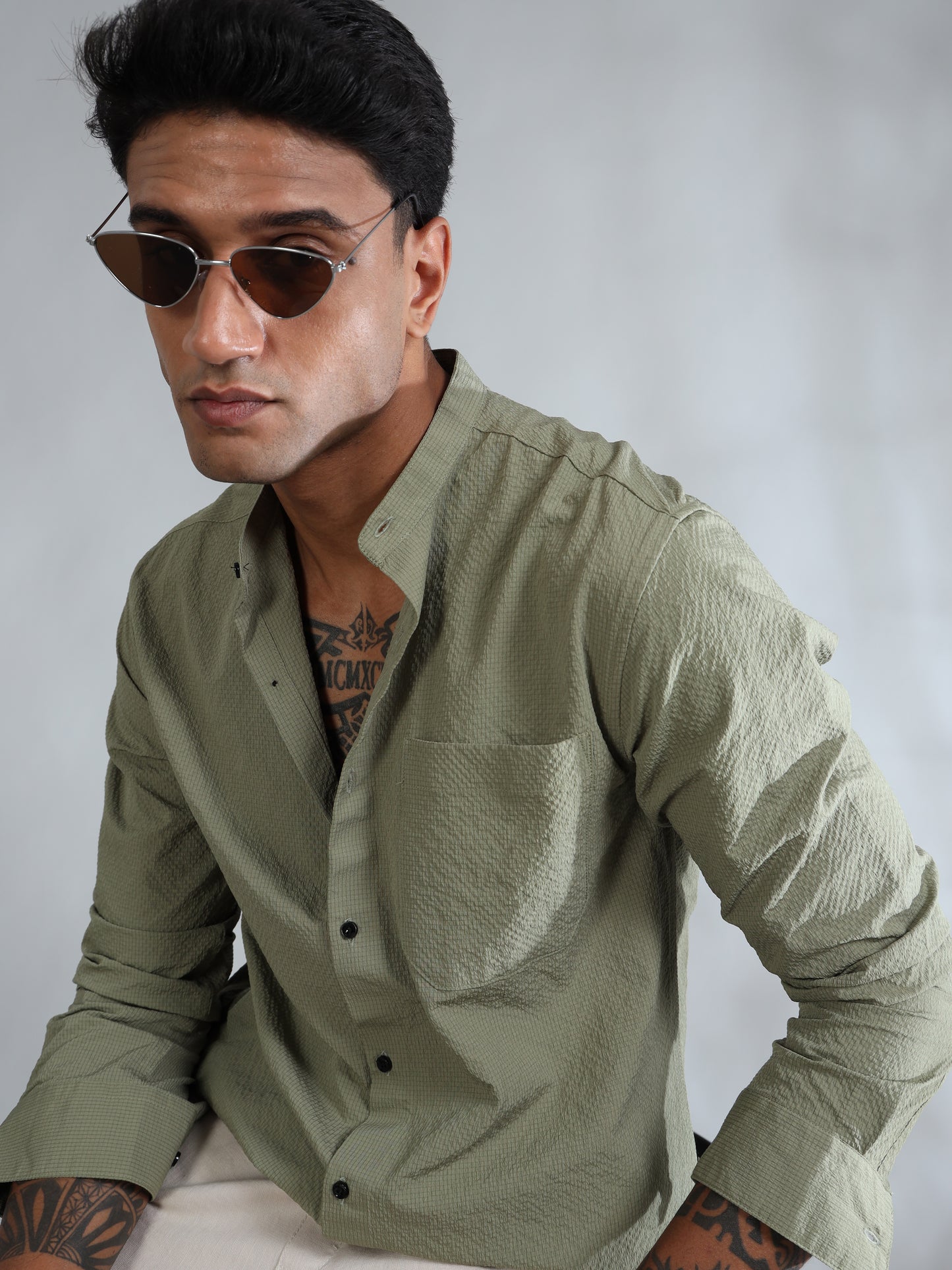 Granite Green Solid Shirt for Men
