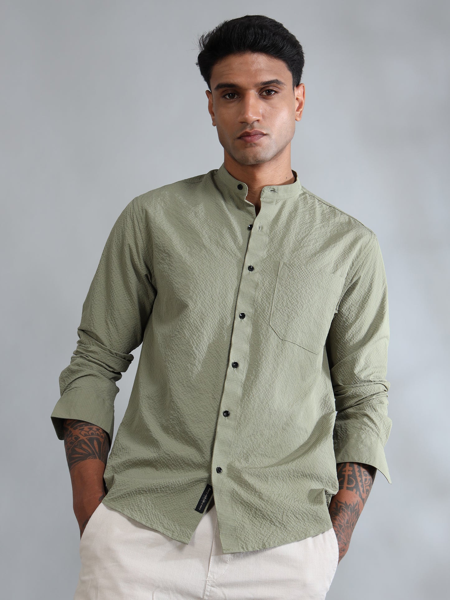 Granite Green Solid Shirt for Men