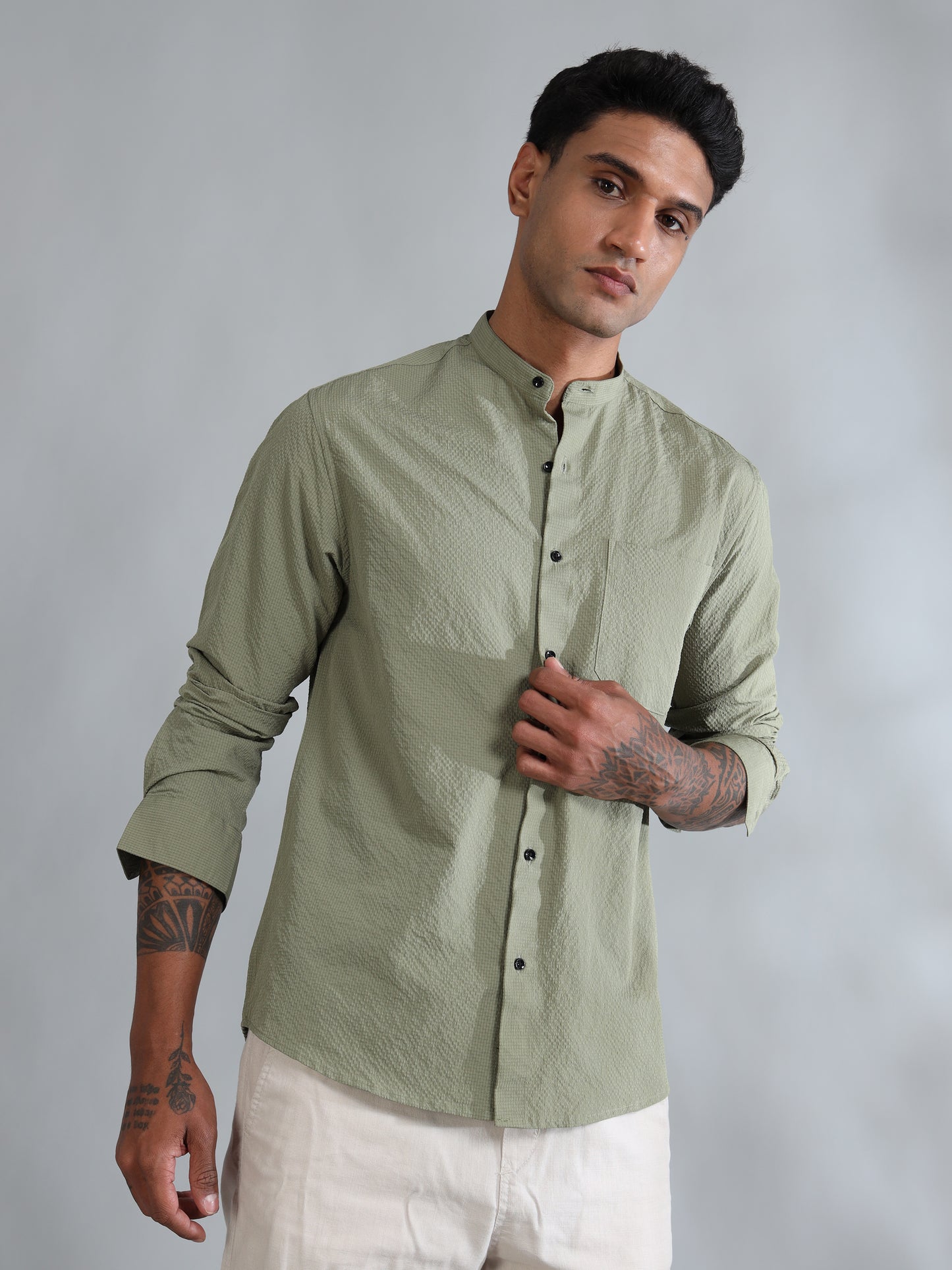 Granite Green Solid Shirt for Men