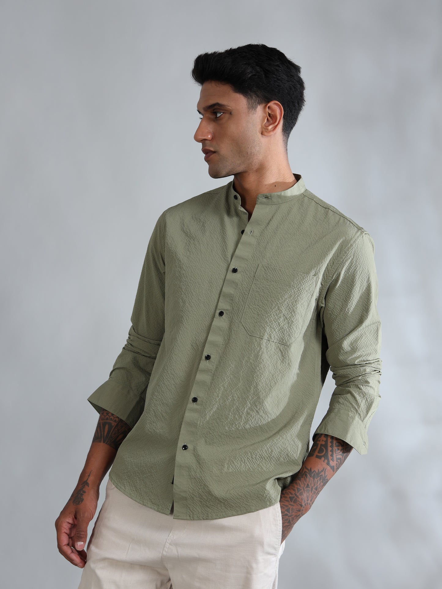 Granite Green Solid Shirt for Men