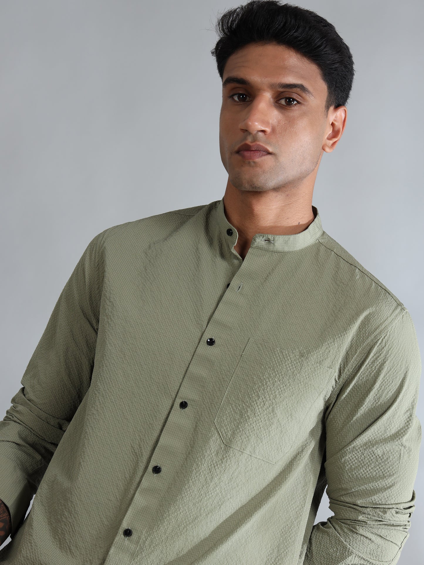 Granite Green Solid Shirt for Men