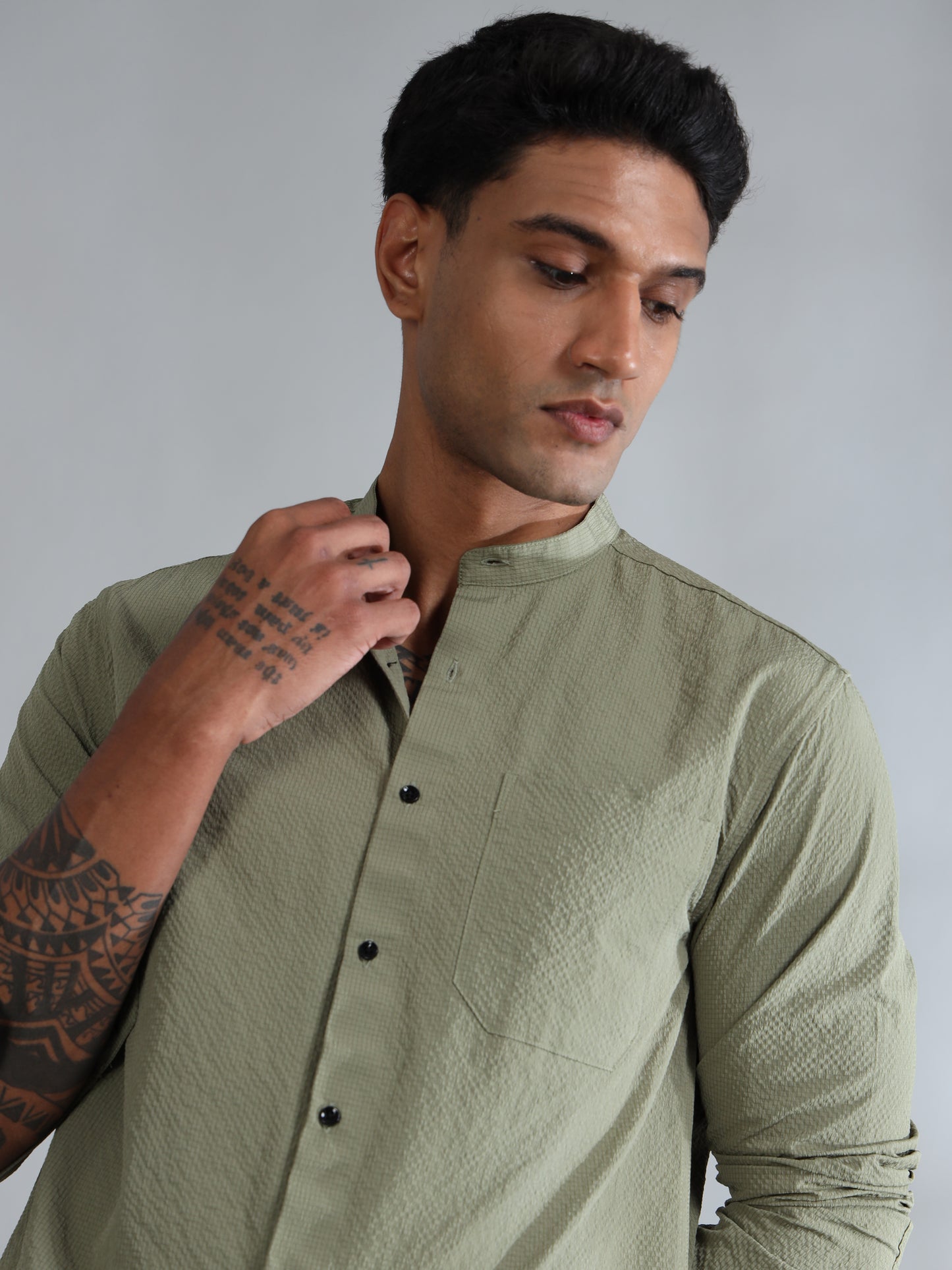 Granite Green Solid Shirt for Men