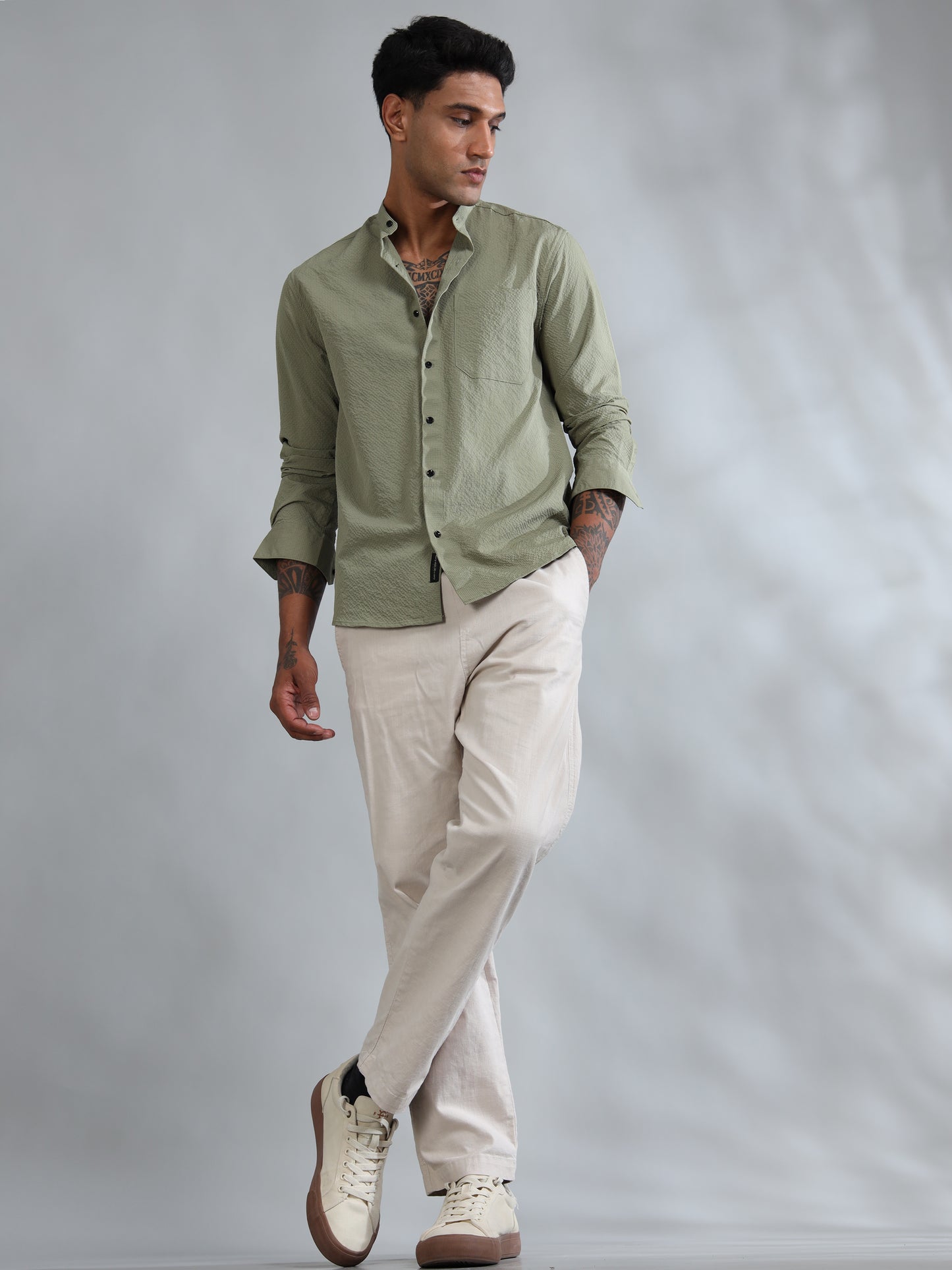 Granite Green Solid Shirt for Men