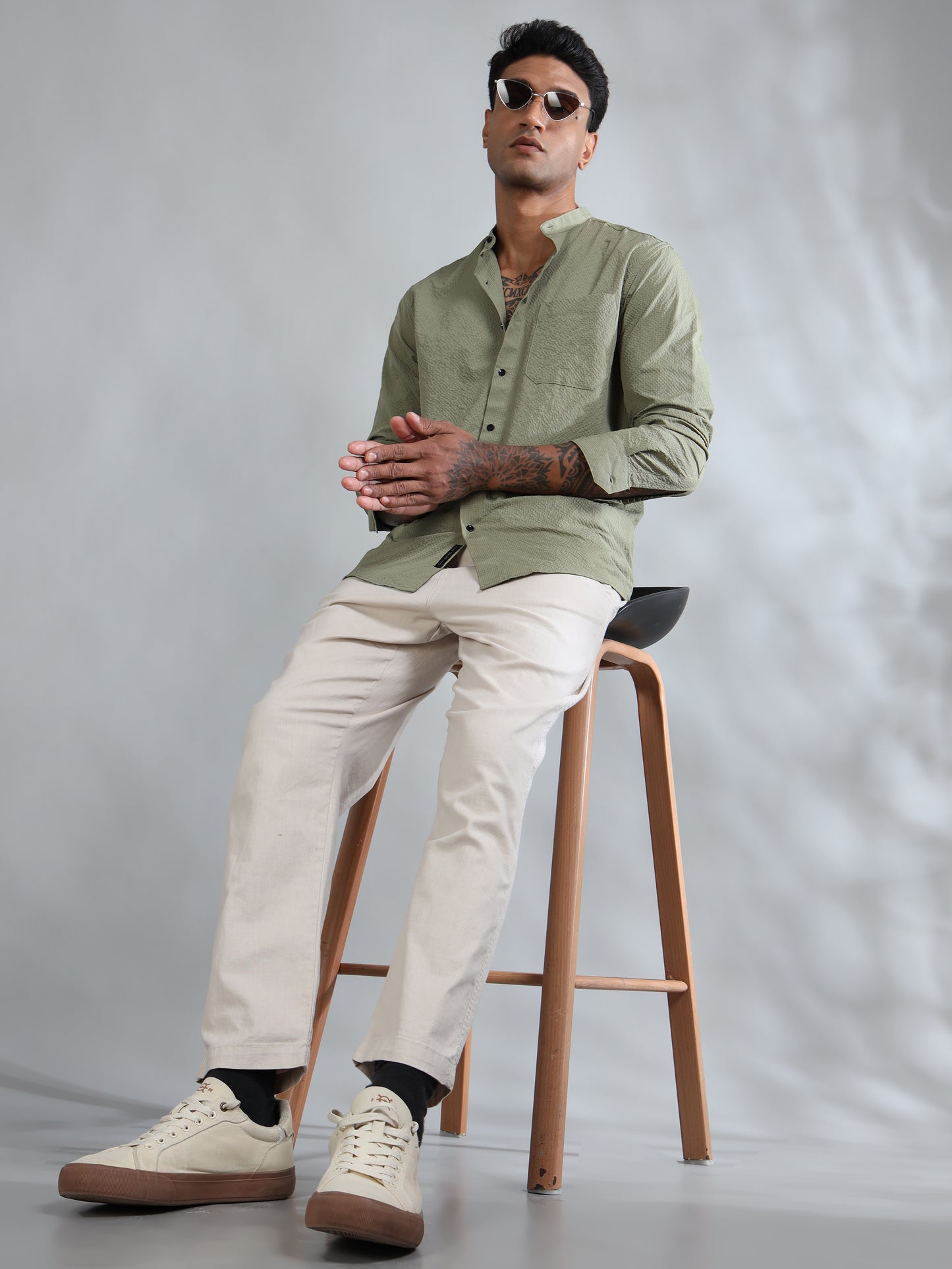 Granite Green Solid Shirt for Men