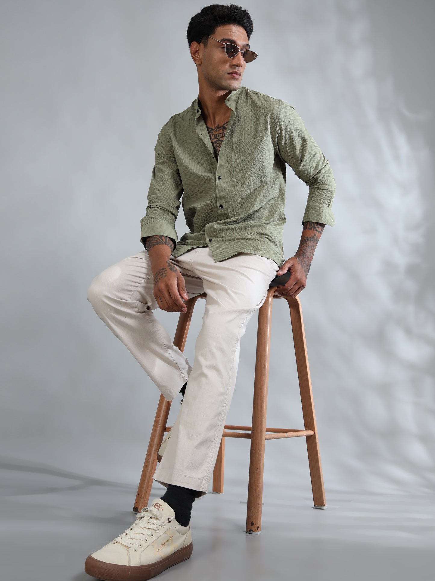 Granite Green Solid Shirt for Men