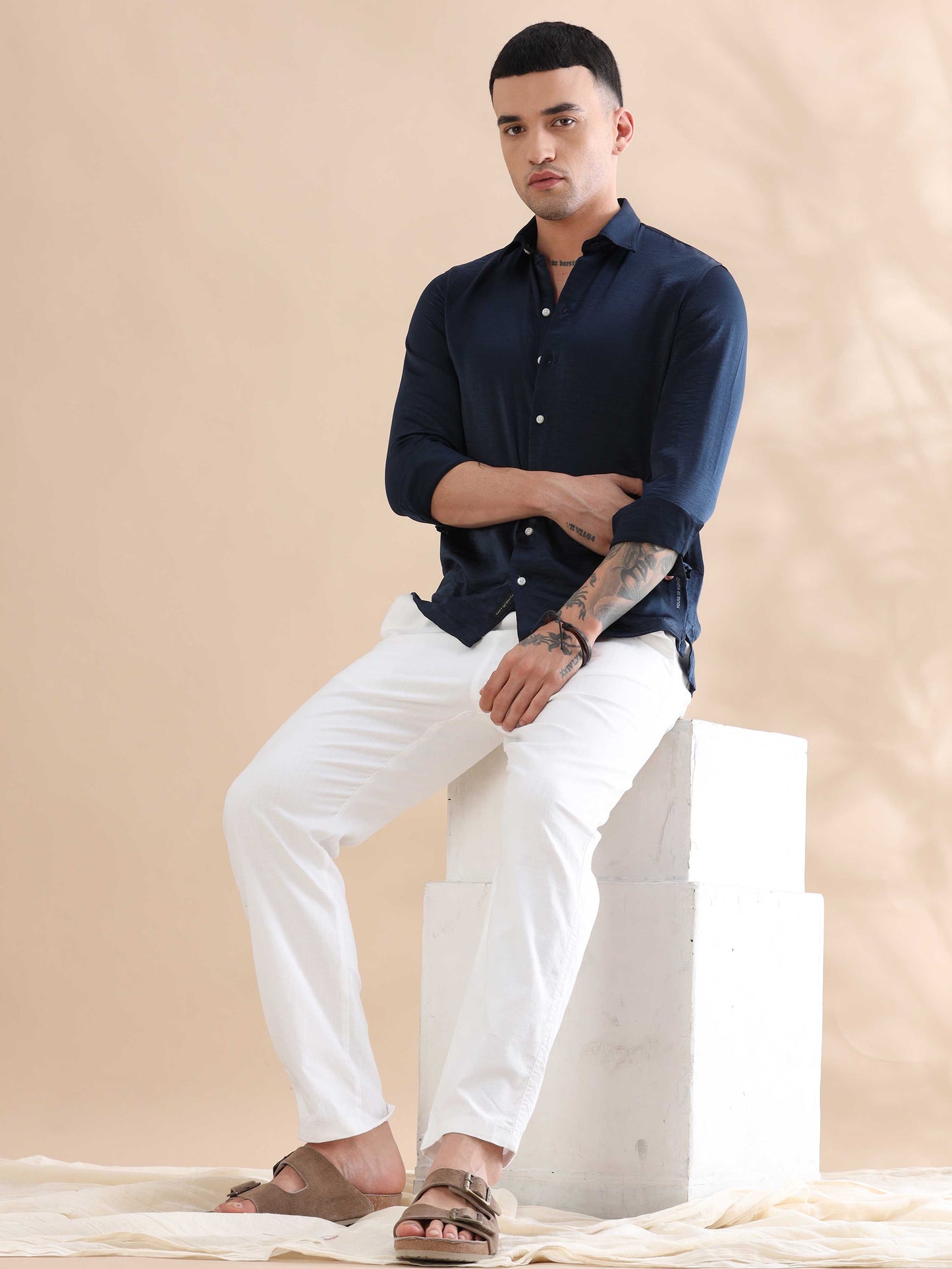 Yangon Navy Imported crush Shirt