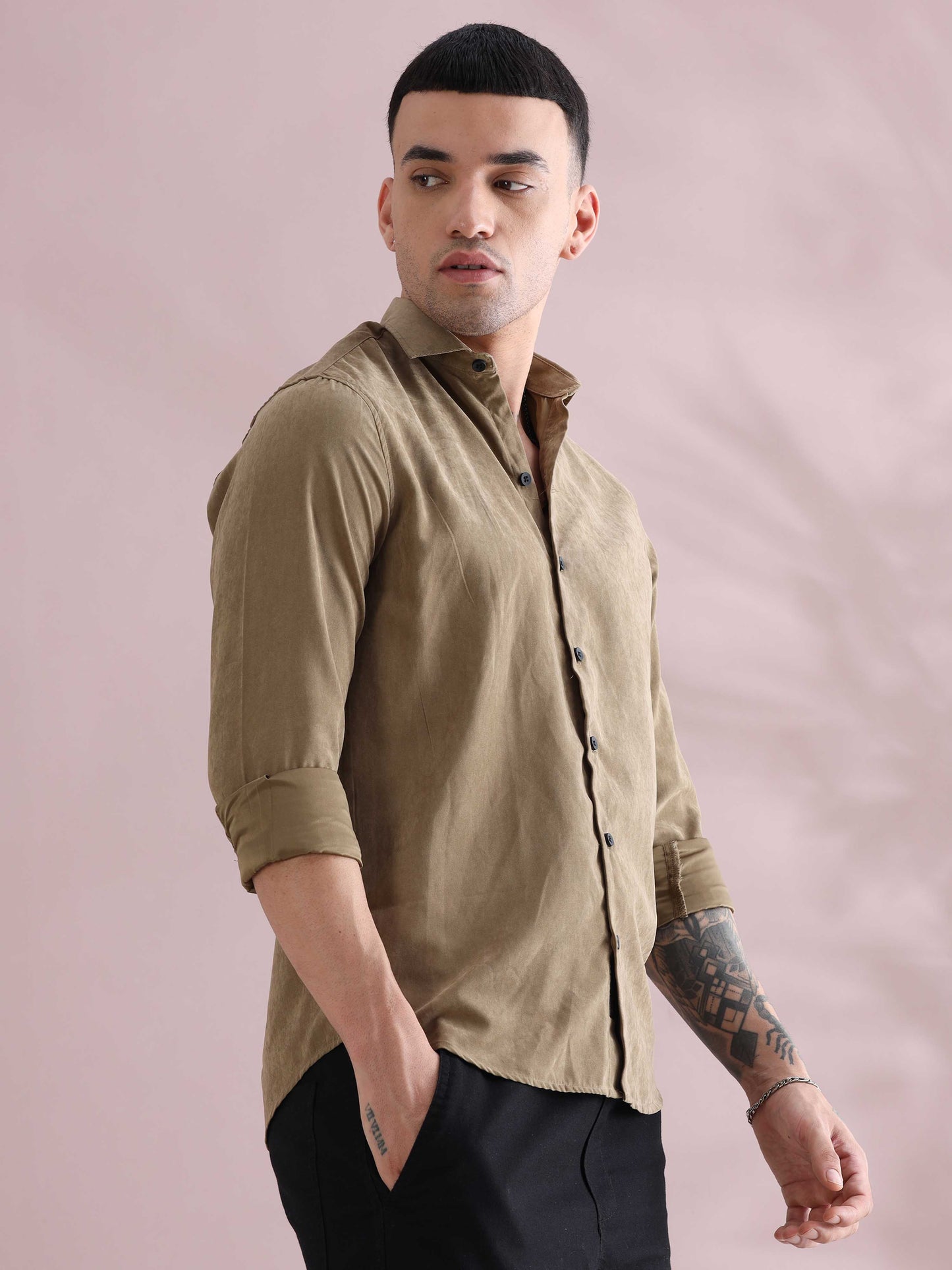 Naples Khaki Imported Velvet Shirt