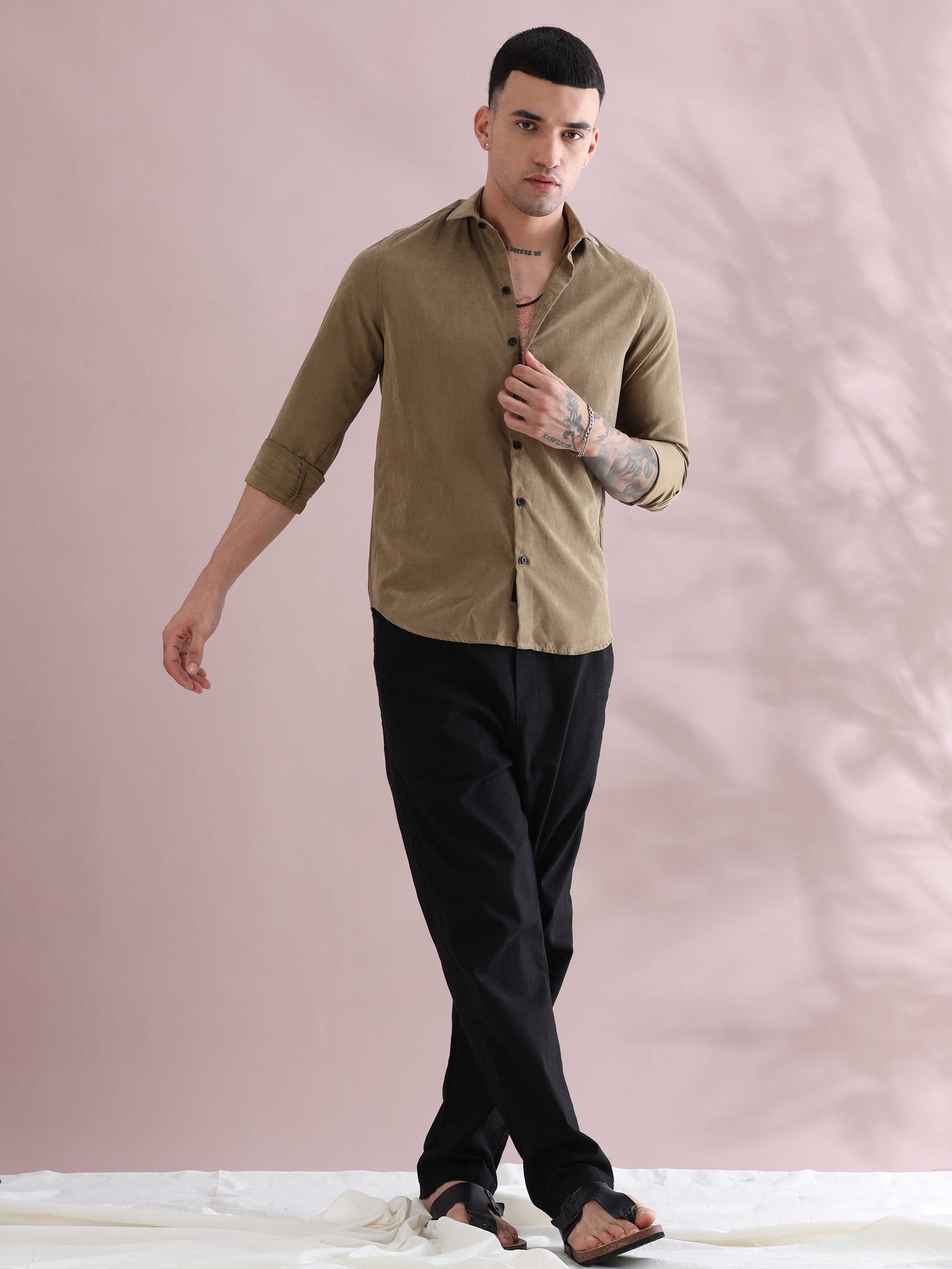 Naples Khaki Imported Velvet Shirt