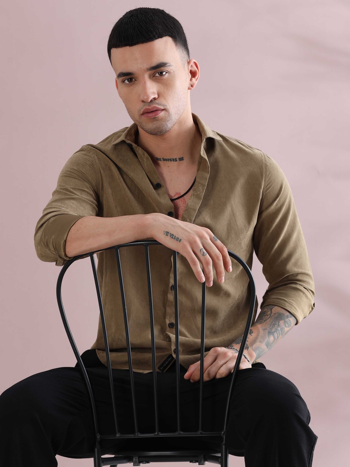 Naples Khaki Imported Velvet Shirt