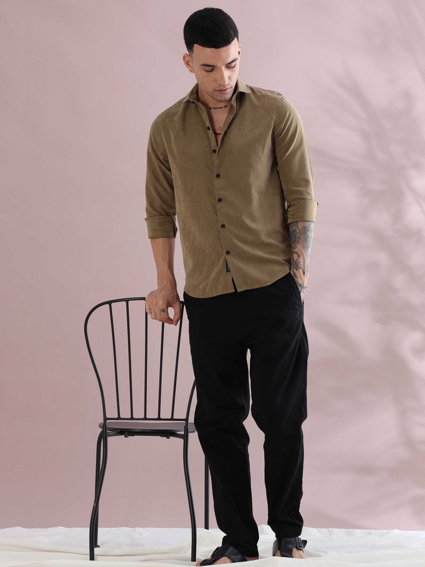 Naples Khaki Imported Velvet Shirt
