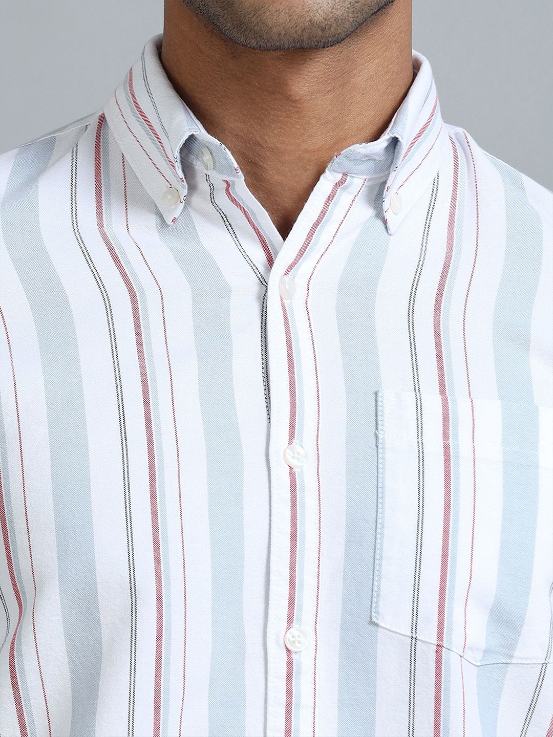 Gandia White & Blue Plus Size Stripes Shirt