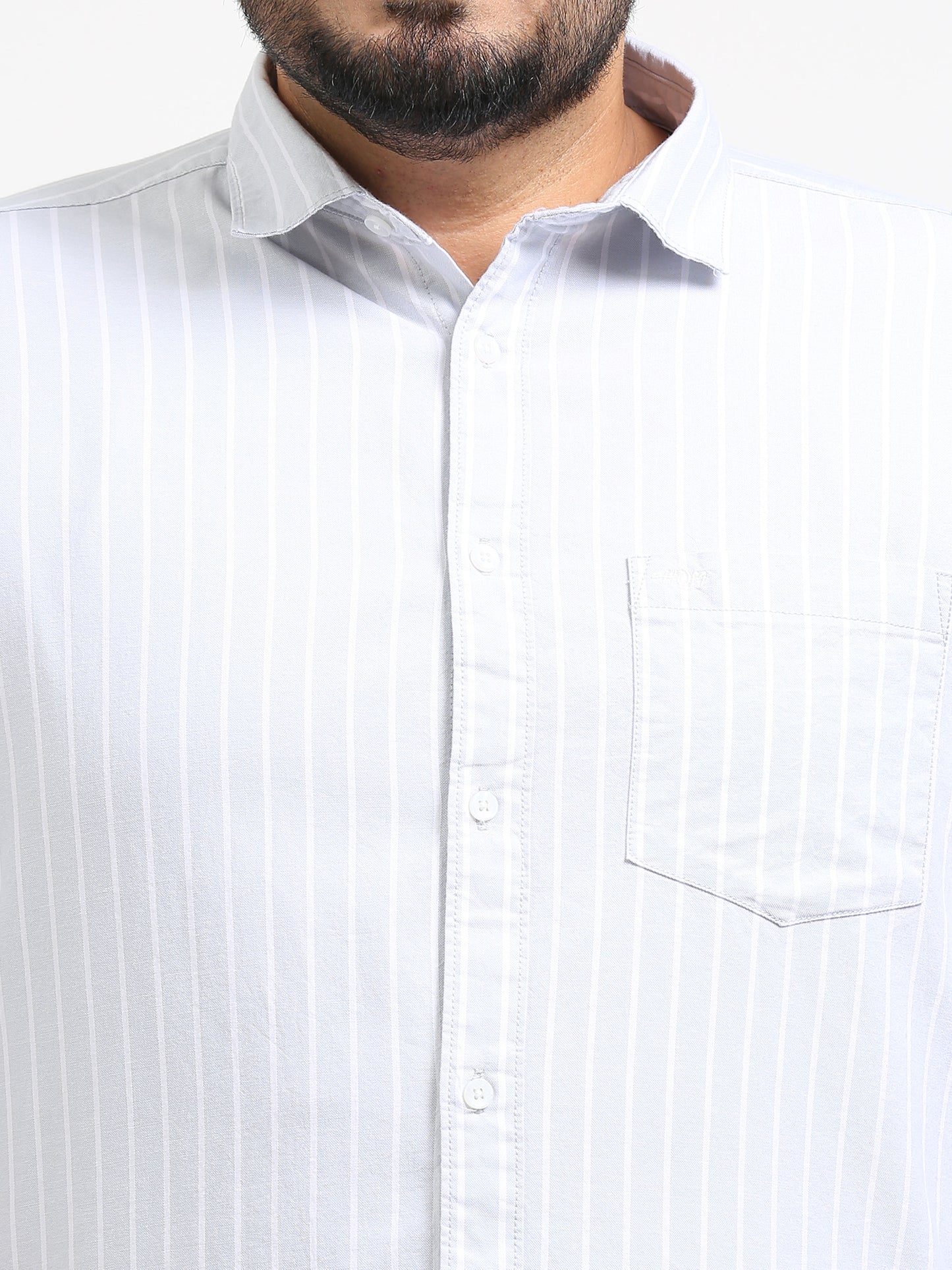 Gandia Pale Slate Plus Size Striped Shirt