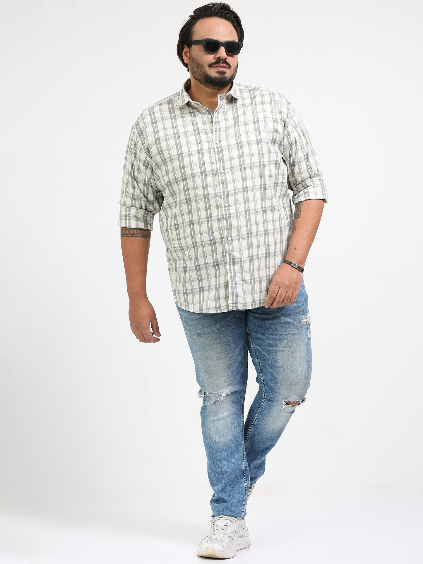 Franciscoo Merino Plus Size Checks Shirt