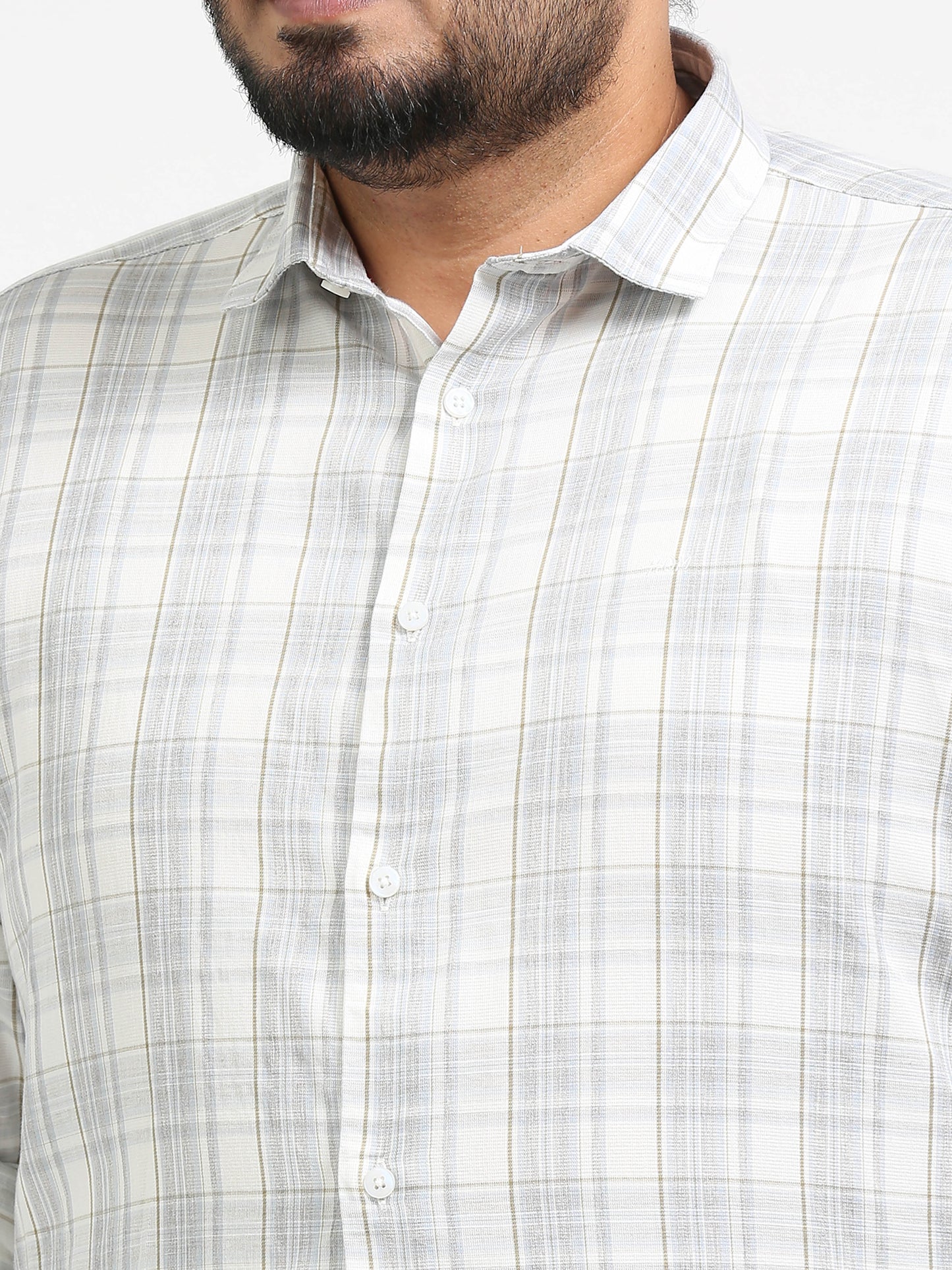 Franciscoo Quill Grey Plus Size Checks Shirt