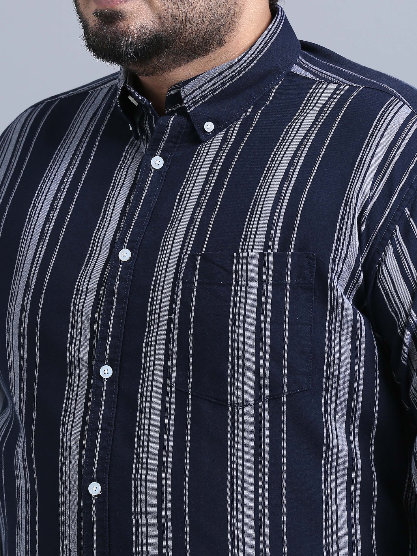 Gandia Navy & White Plus Size Striped Shirt