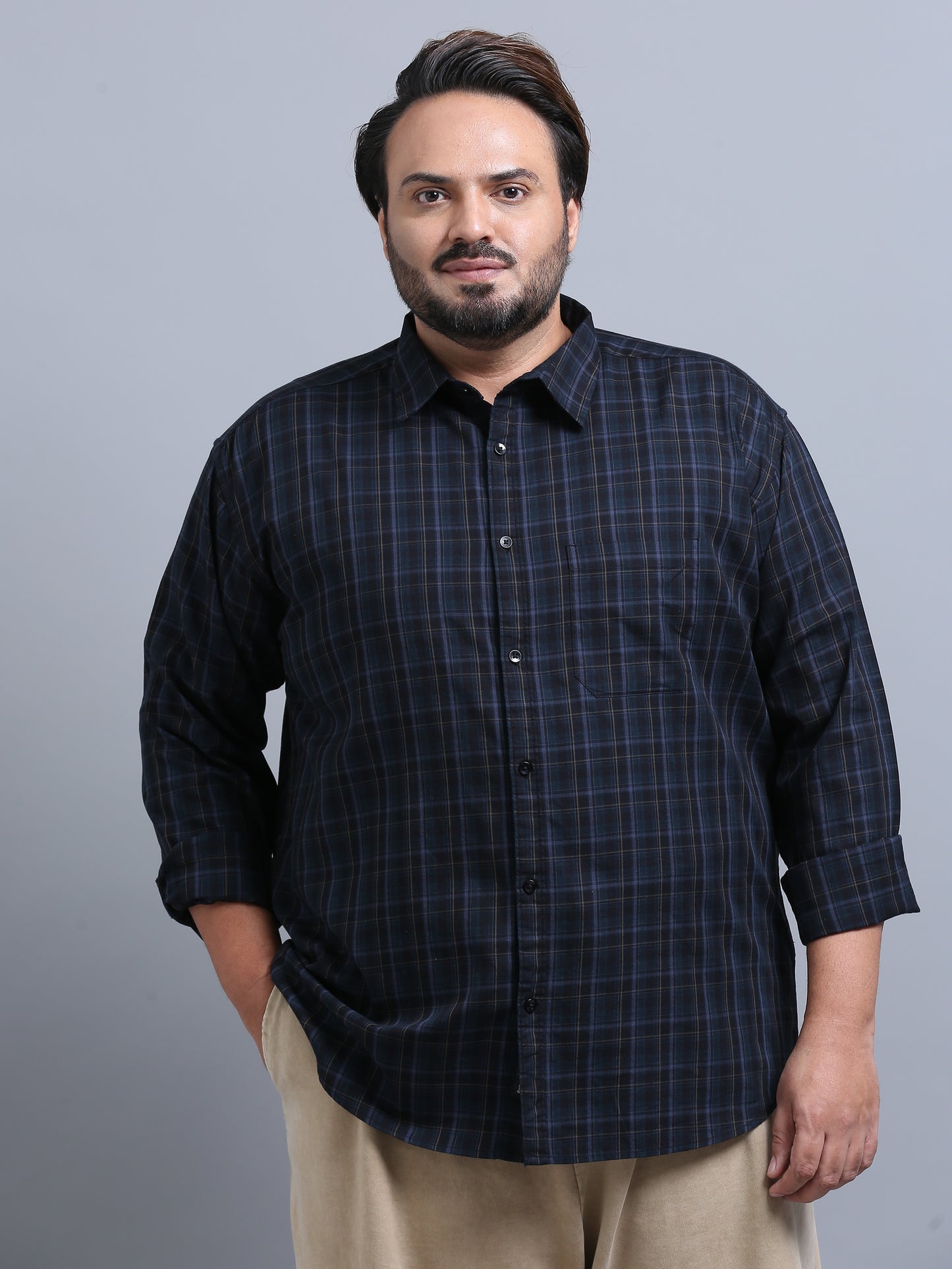 Luxembourg Bright Grey Checks Shirt