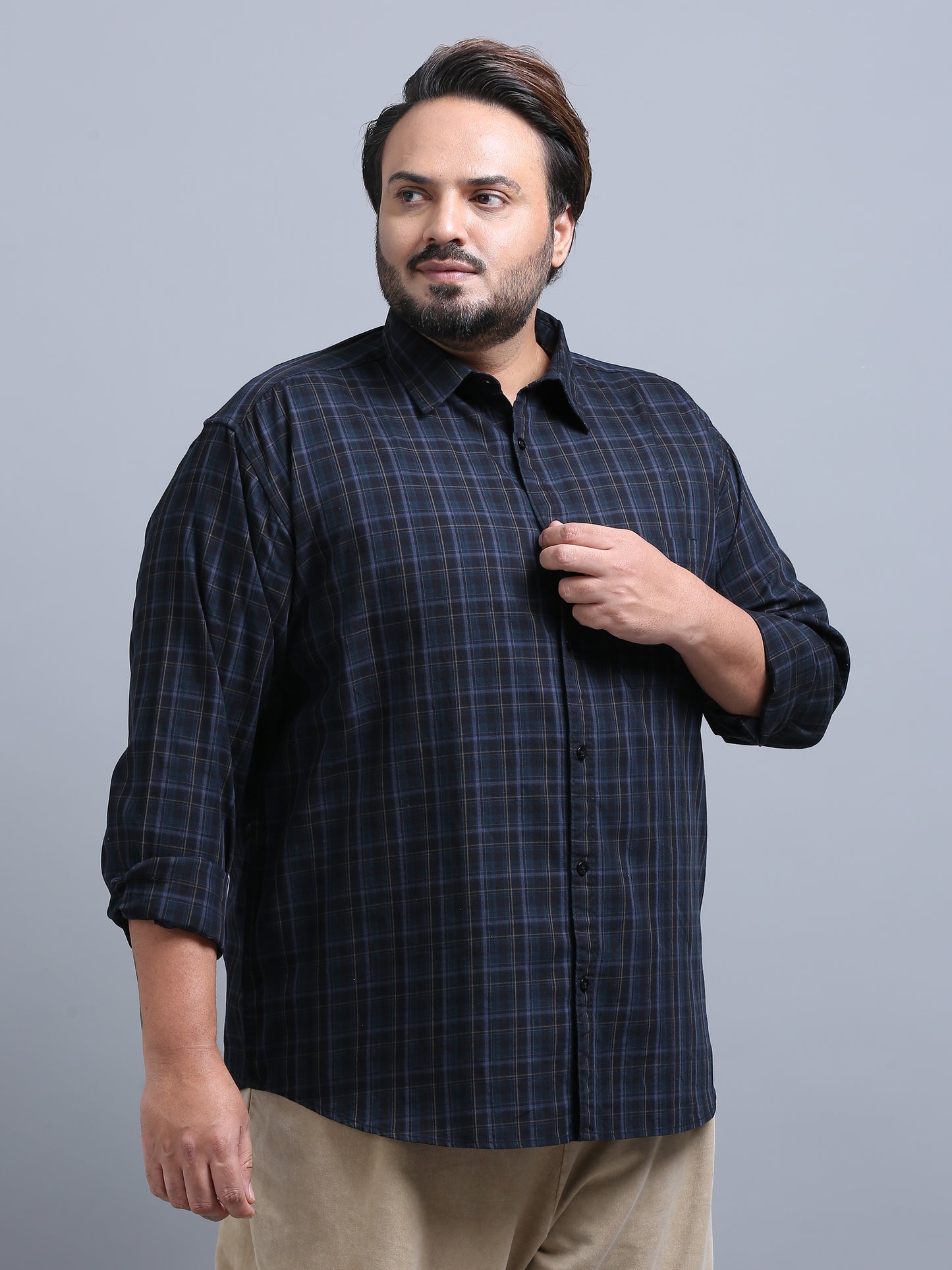 Luxembourg Bright Grey Checks Shirt