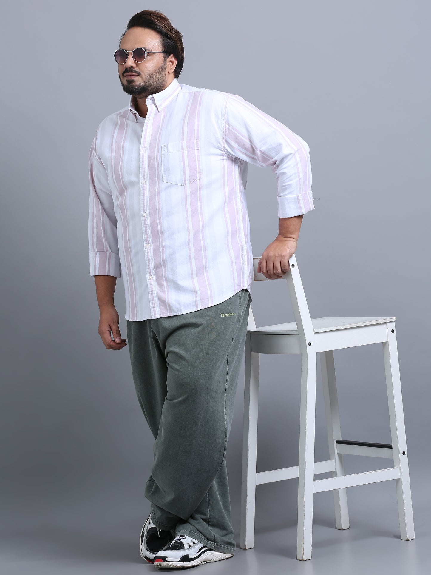 Gandia Lavender Mist Plus Size Striped shirt