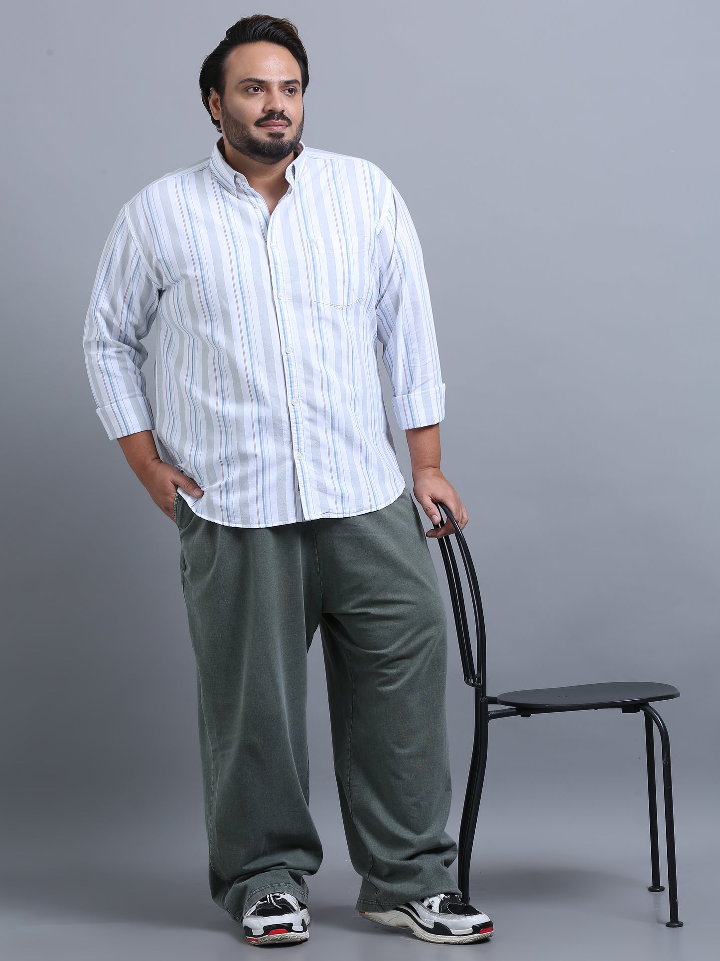 Gandia Ghost White Plus Size Striped Shirt