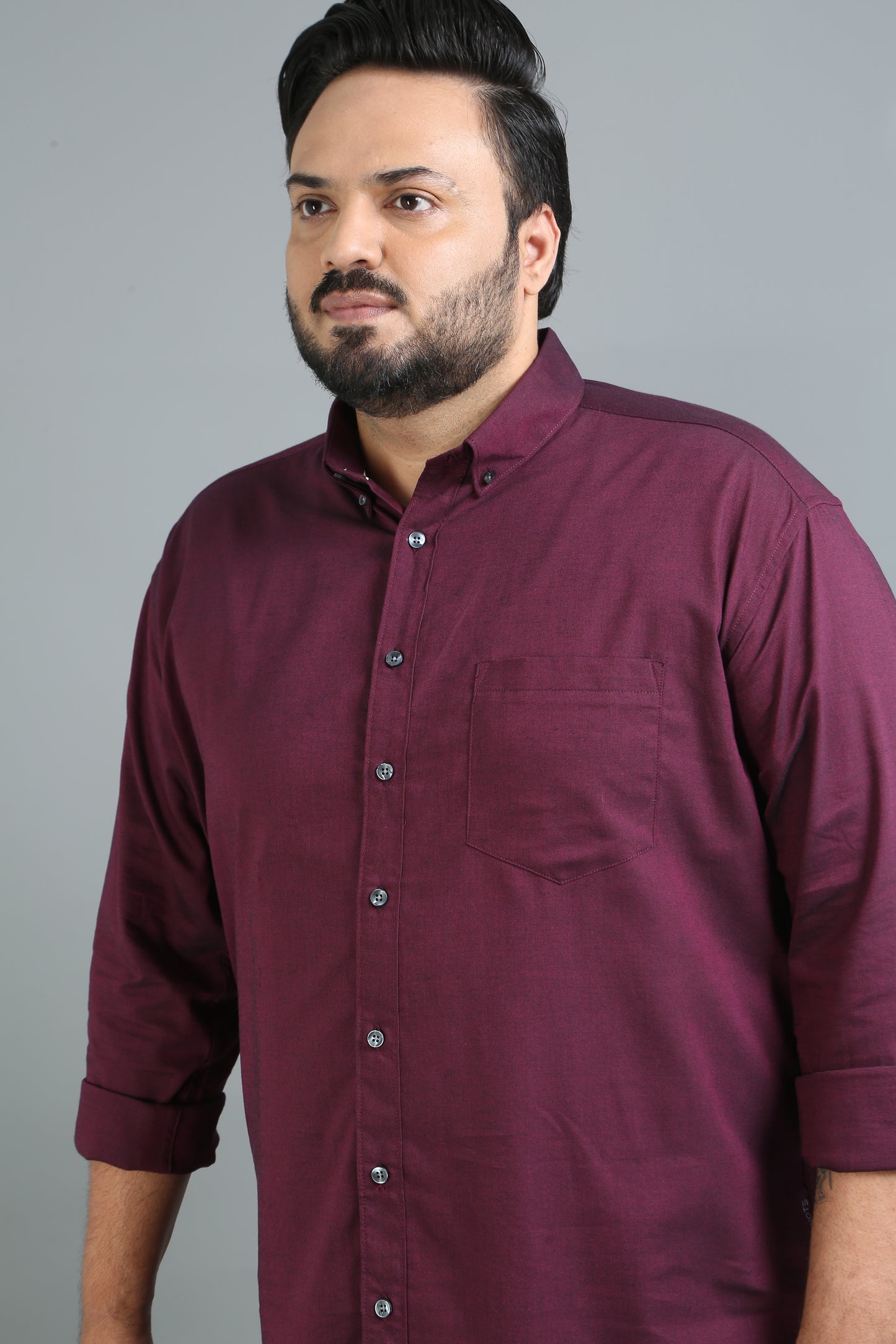 France Maroon Plus Size Solid Shirt