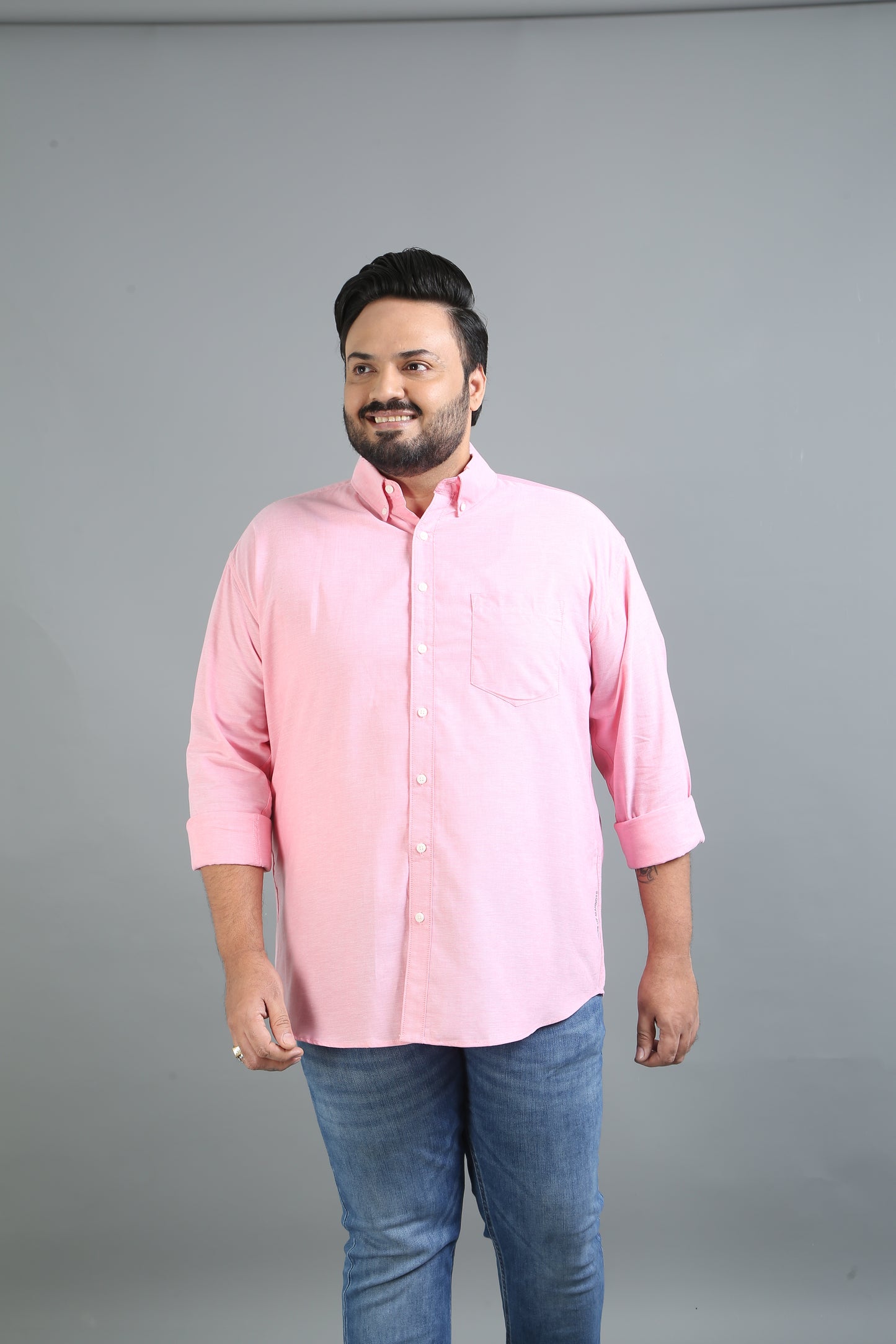 France Misty Rose Plus Size Solid Shirt