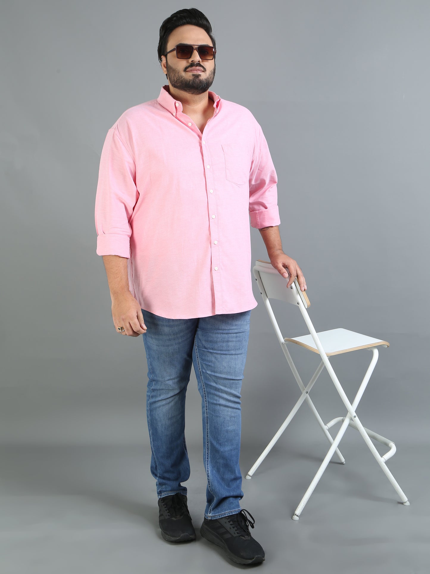 France Misty Rose Plus Size Solid Shirt
