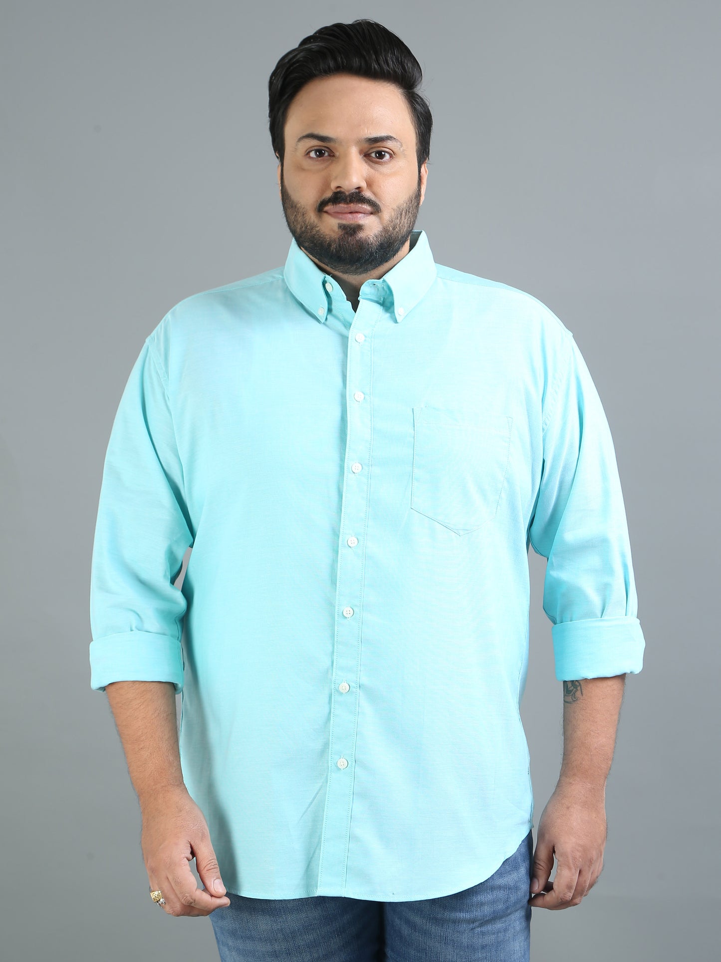France Foam Plus Size Solid Shirt