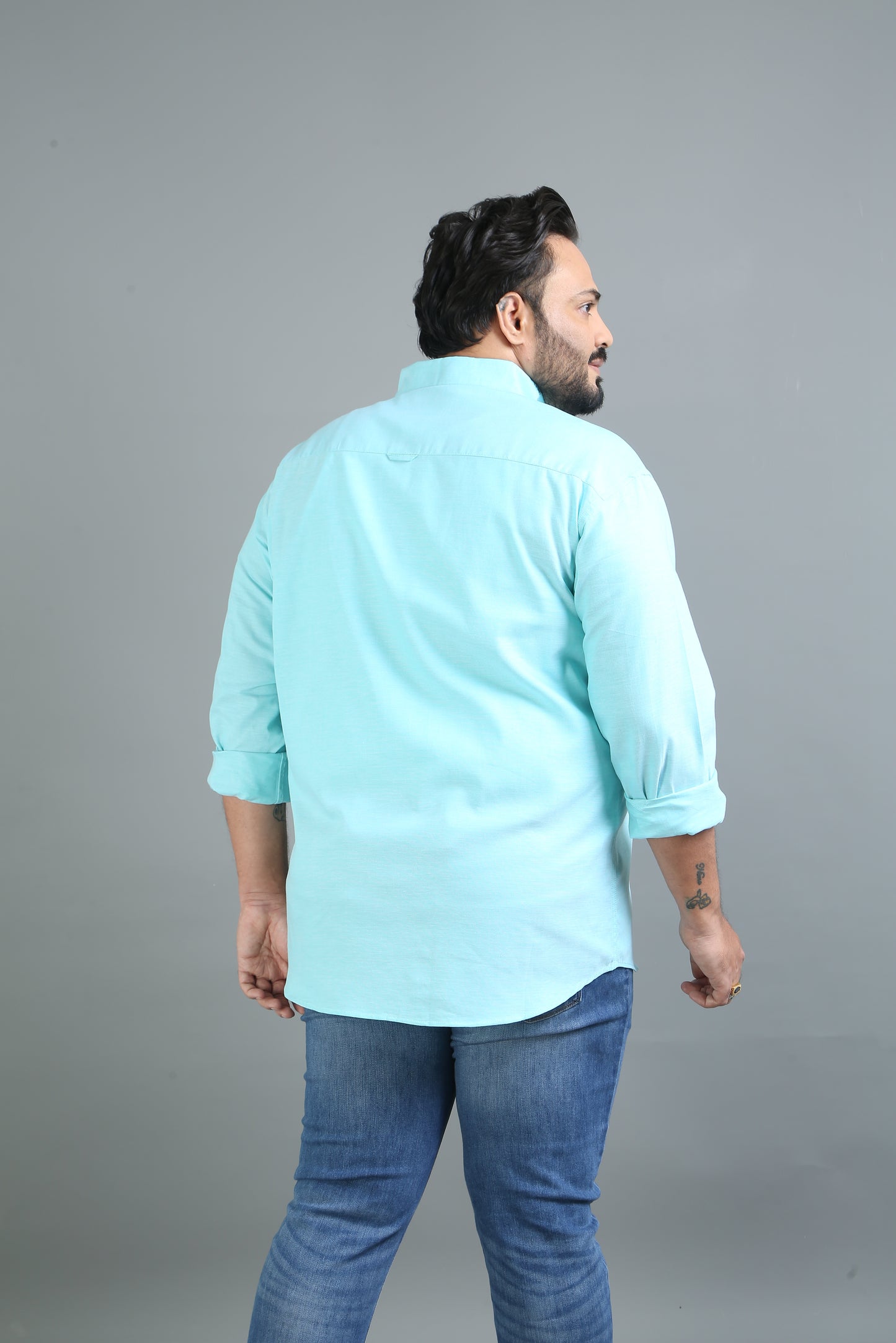 France Foam Plus Size Solid Shirt